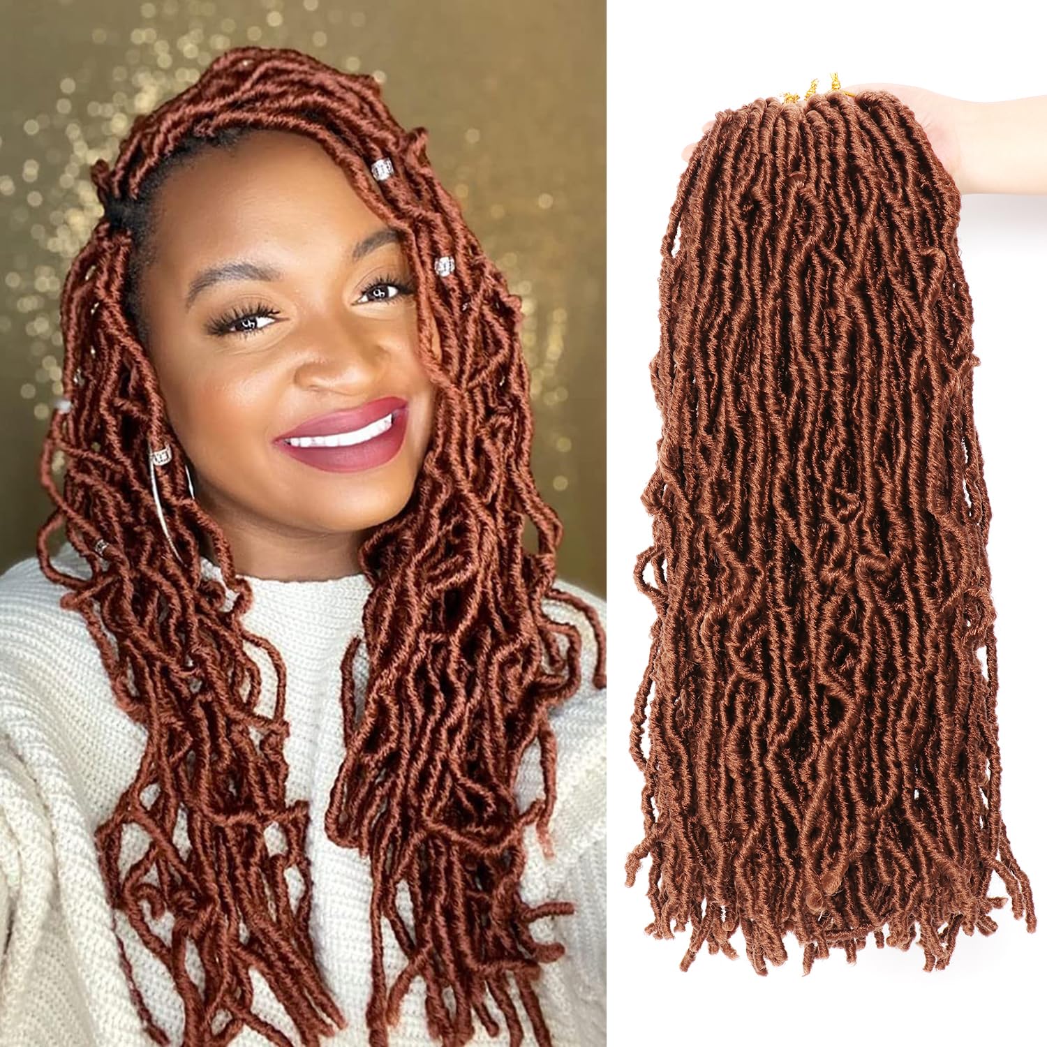8 Packs Faux Locks Crochet Braids Meches Soft Locs Meches Pour Tresses Africaine Faux Locs Crochet Hair Meches Bouclees Pour Tresses (#1B, 60.9 CM(Lot de 8))