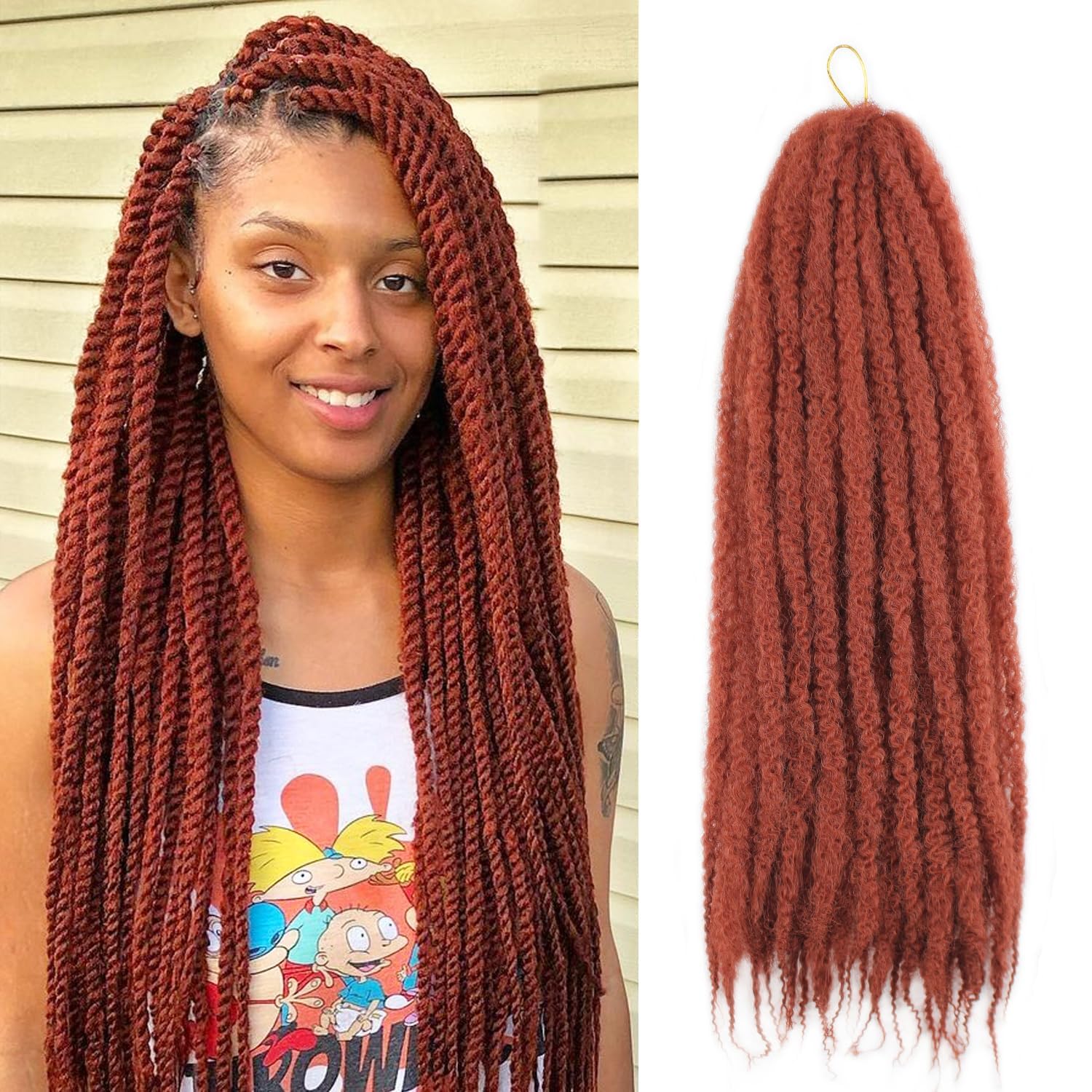 Enbeautiful Marley Twist Hair 24 Inch 8packs Marley Twists Braiding Hair Long Cuban Twist Hair Pre Fluffed Afro Kinky Curly Twists Crochet Hair Synthetic Marley Braids Extensions,27#