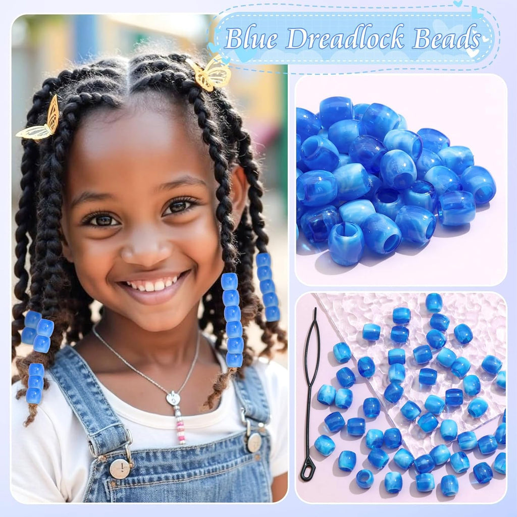 50PCS Perles à Cheveux Transparentes pour Tresses, Grosses Perles en Acrylique, Accessoires pour Dreadlocks, Bijoux pour Cheveux pour Enfants Filles avec Aide à