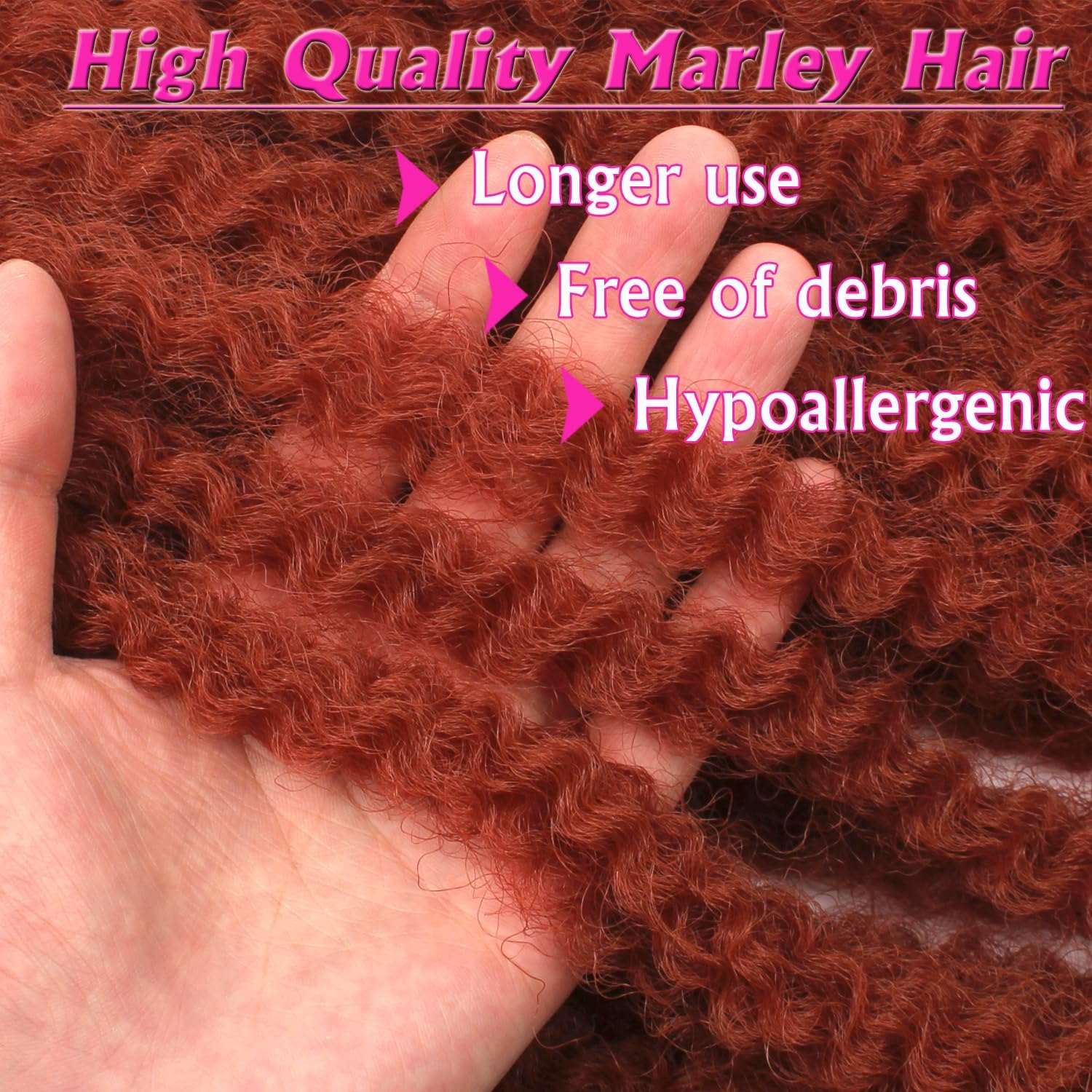 Enbeautiful Marley Twist Hair 24 Inch 8packs Marley Twists Braiding Hair Long Cuban Twist Hair Pre Fluffed Afro Kinky Curly Twists Crochet Hair Synthetic Marley Braids Extensions,27#