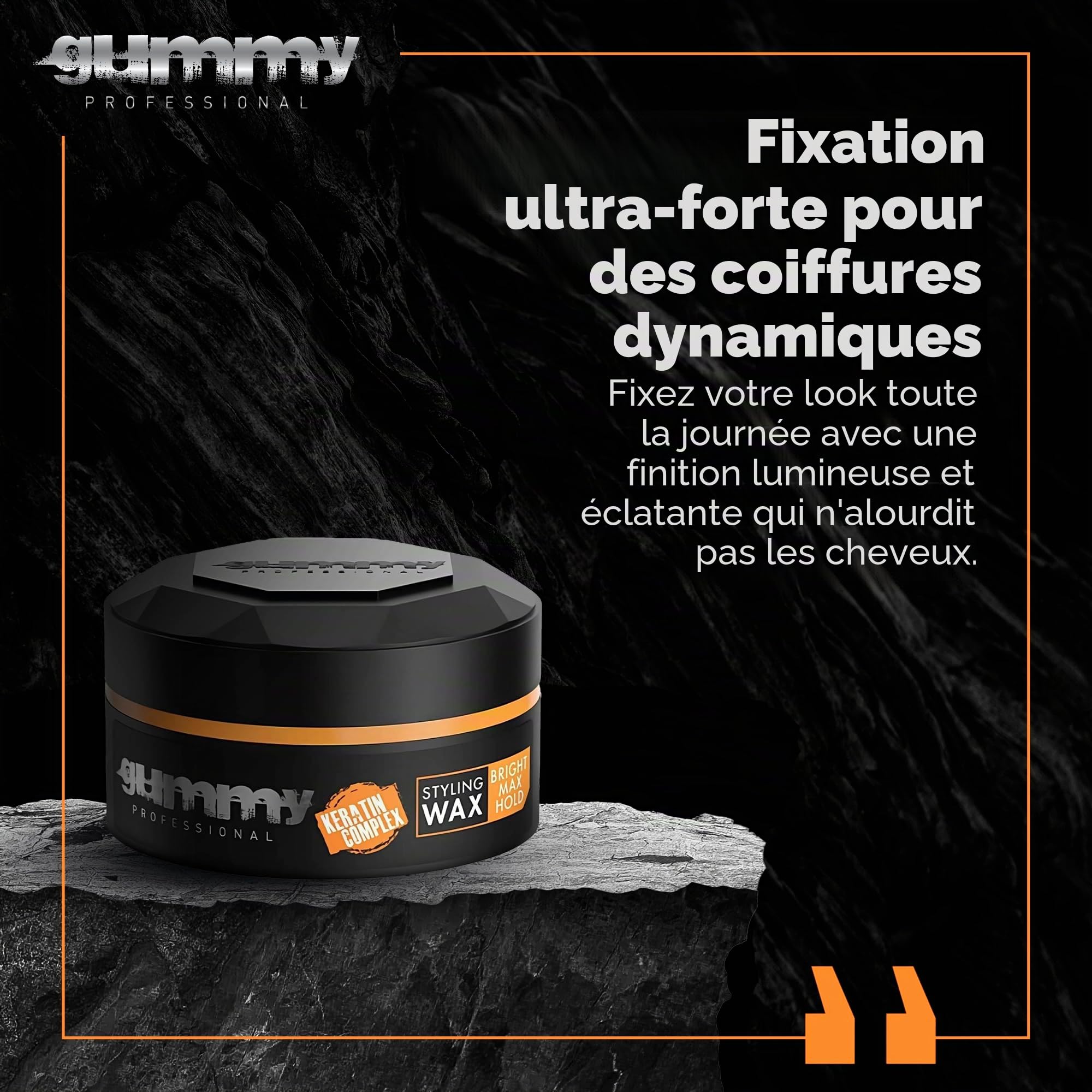Cire Coiffante Professionnelle Ultra Fixation Gummy 150 ml - Cire capillaire forte tenue & brillance - Pour hommes & femmes - Sans alcool avec vitamine B5