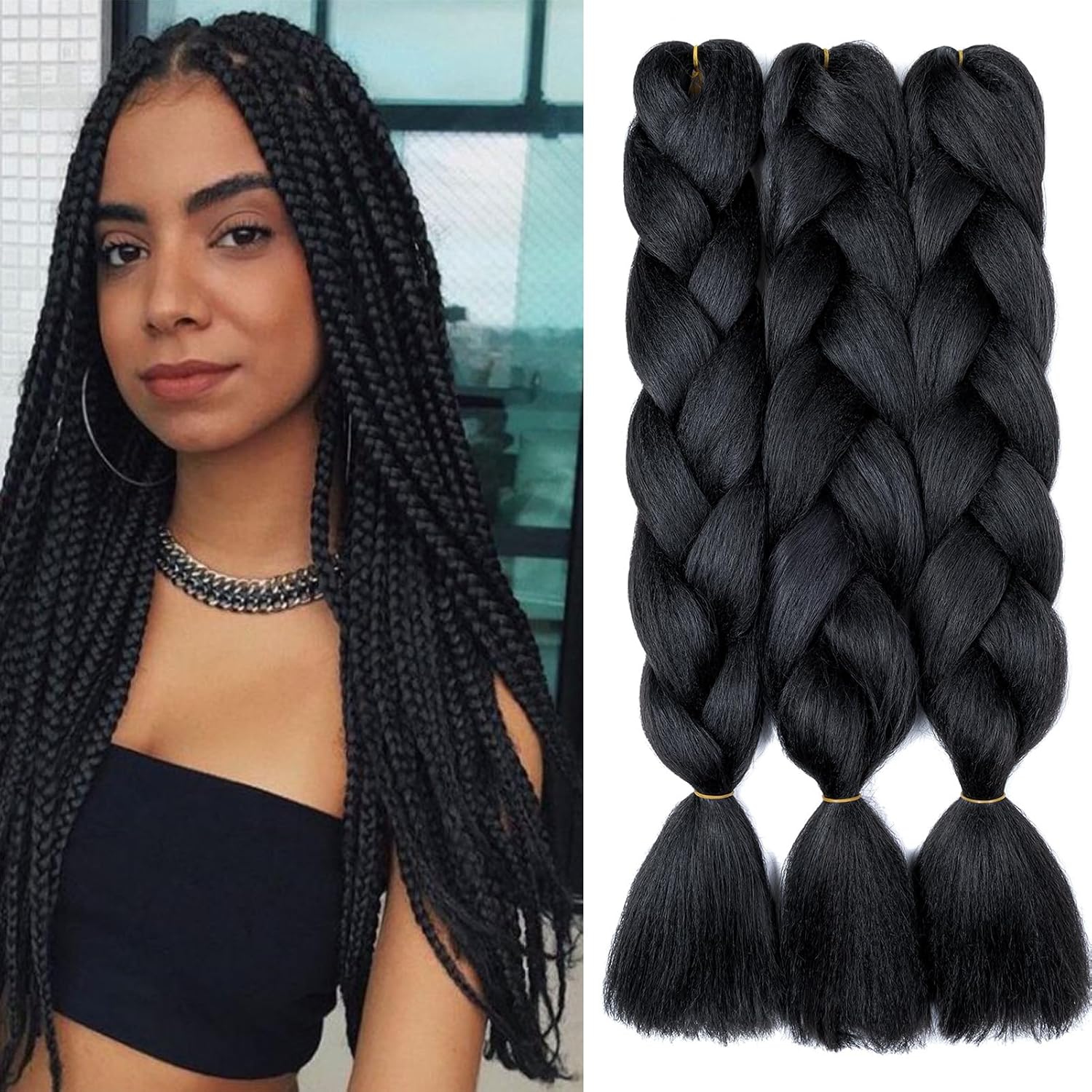 Meches pour Tresses Africaine Rajout Cheveux Braids Jumbo Extension Cheveux Ombre Synthétique Violet & Bleu & Jaune & Orange