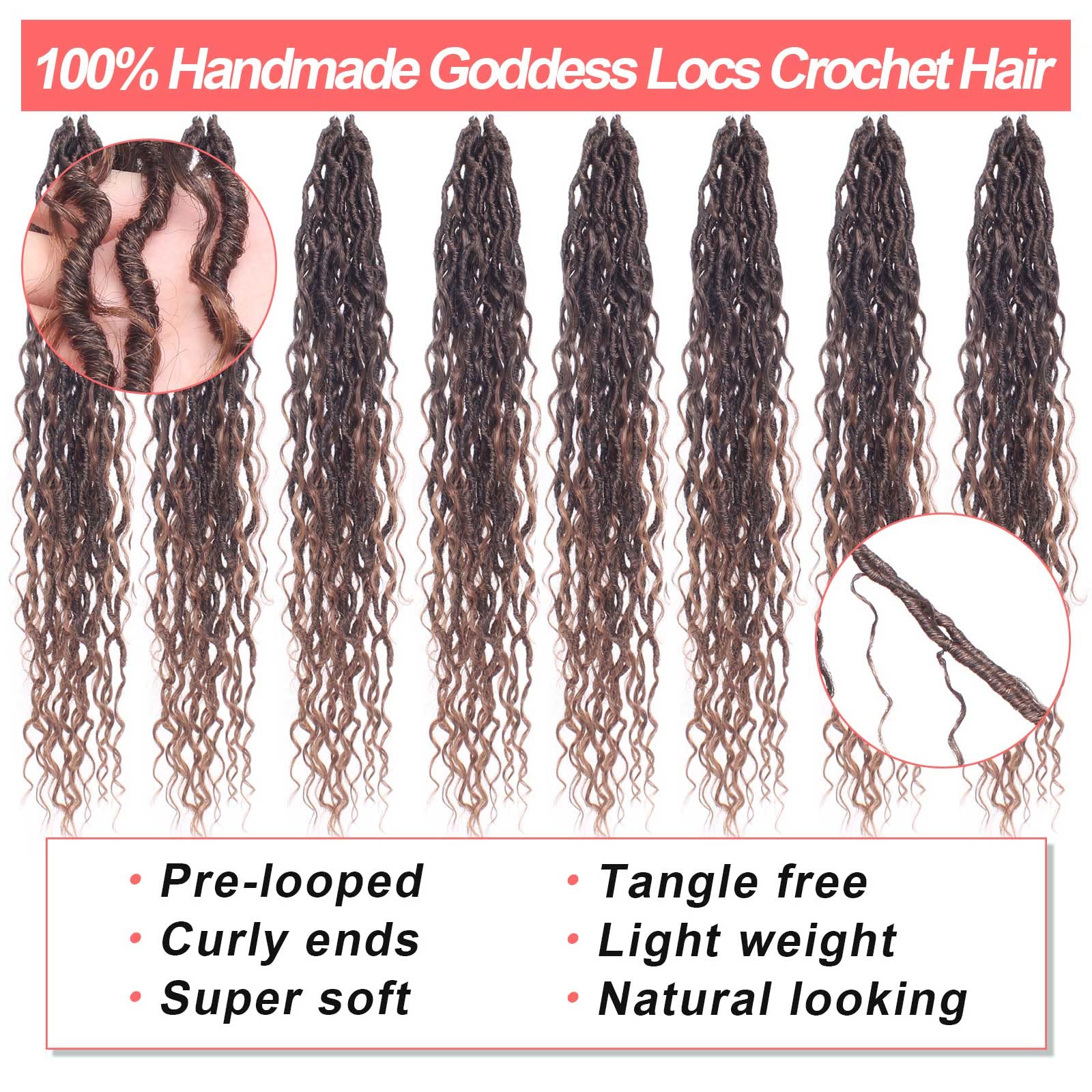 Xtrend 6Packs 18 pouces Twist Perruques Crochet Tresses Faux Locs bouclés se termine Dreadlocks Tresses Synthétiques Extensions de Cheveux Haute Température pour Femmes Noires 20 Strands/pack TBUG