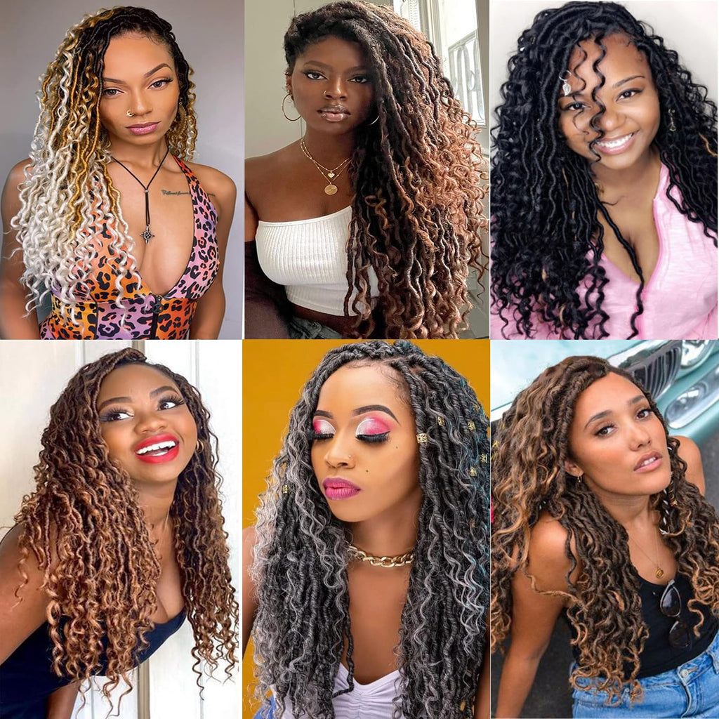 Xtrend 6Packs 18 pouces Twist Perruques Crochet Tresses Faux Locs bouclés se termine Dreadlocks Tresses Synthétiques Extensions de Cheveux Haute Température pour Femmes Noires 20 Strands/pack TBUG