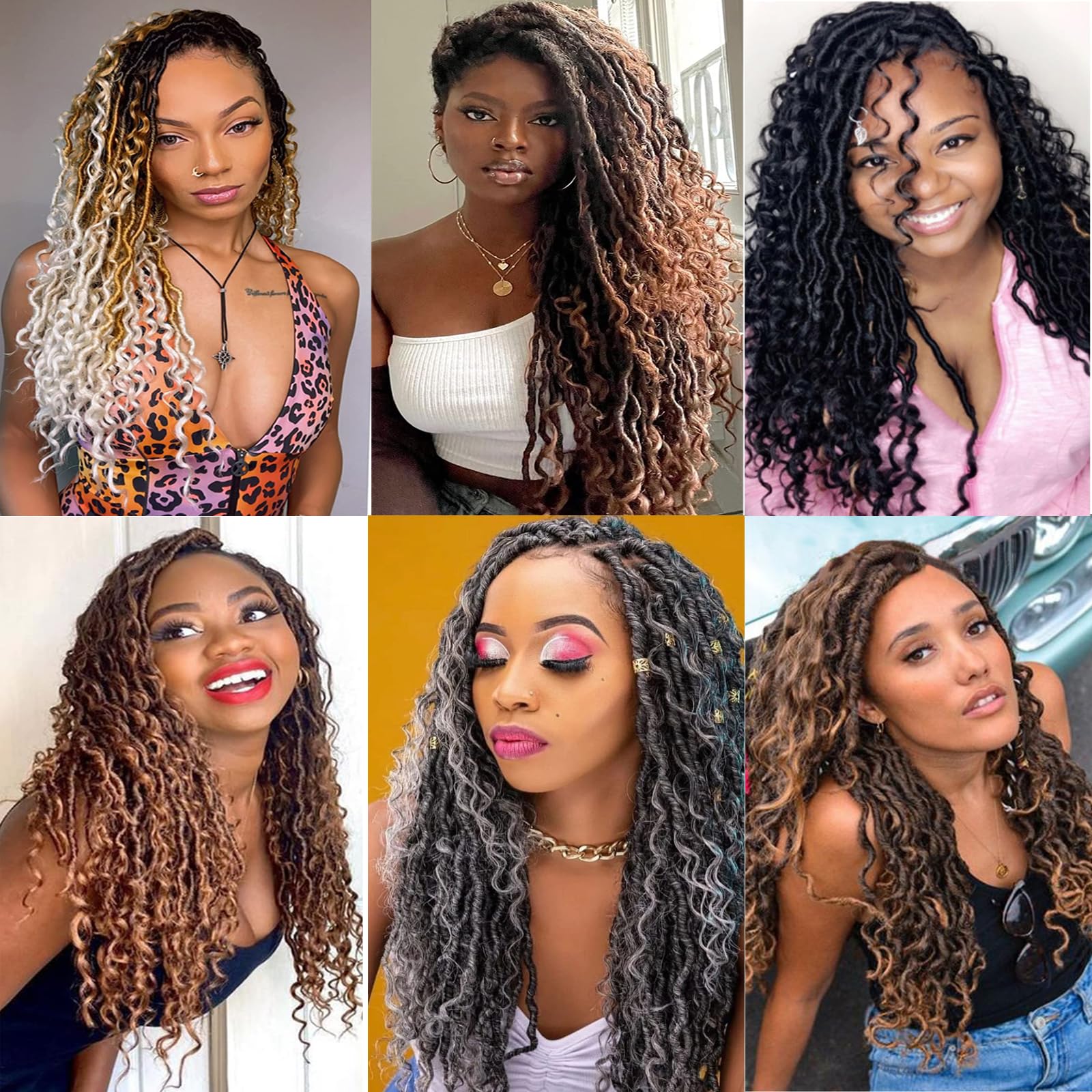 Xtrend 6Packs 18 pouces Twist Perruques Crochet Tresses Faux Locs bouclés se termine Dreadlocks Tresses Synthétiques Extensions de Cheveux Haute Température pour Femmes Noires 20 Strands/pack TBUG