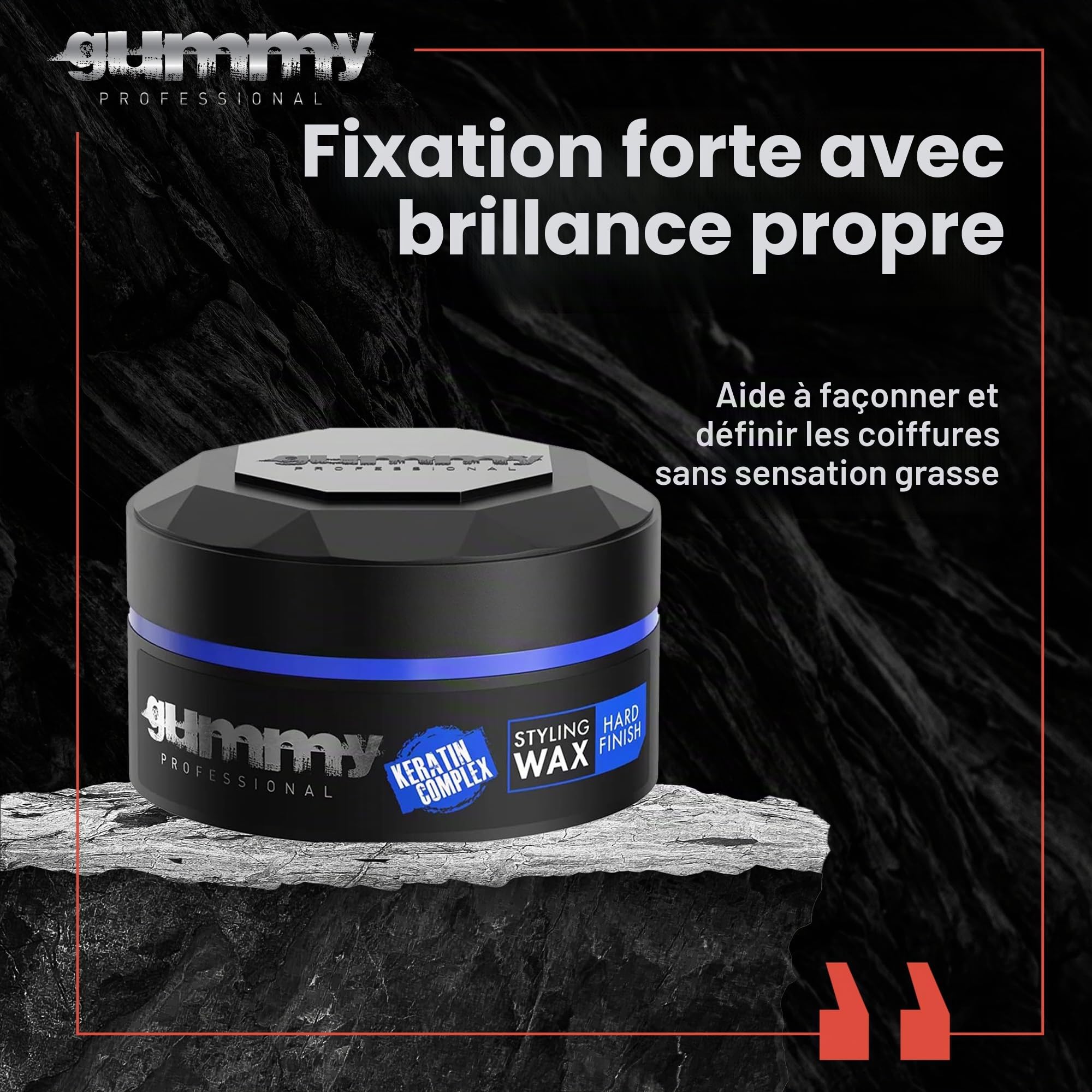 Cire Coiffante Professionnelle Ultra Fixation Gummy 150 ml - Cire capillaire forte tenue & brillance - Pour hommes & femmes - Sans alcool avec vitamine B5