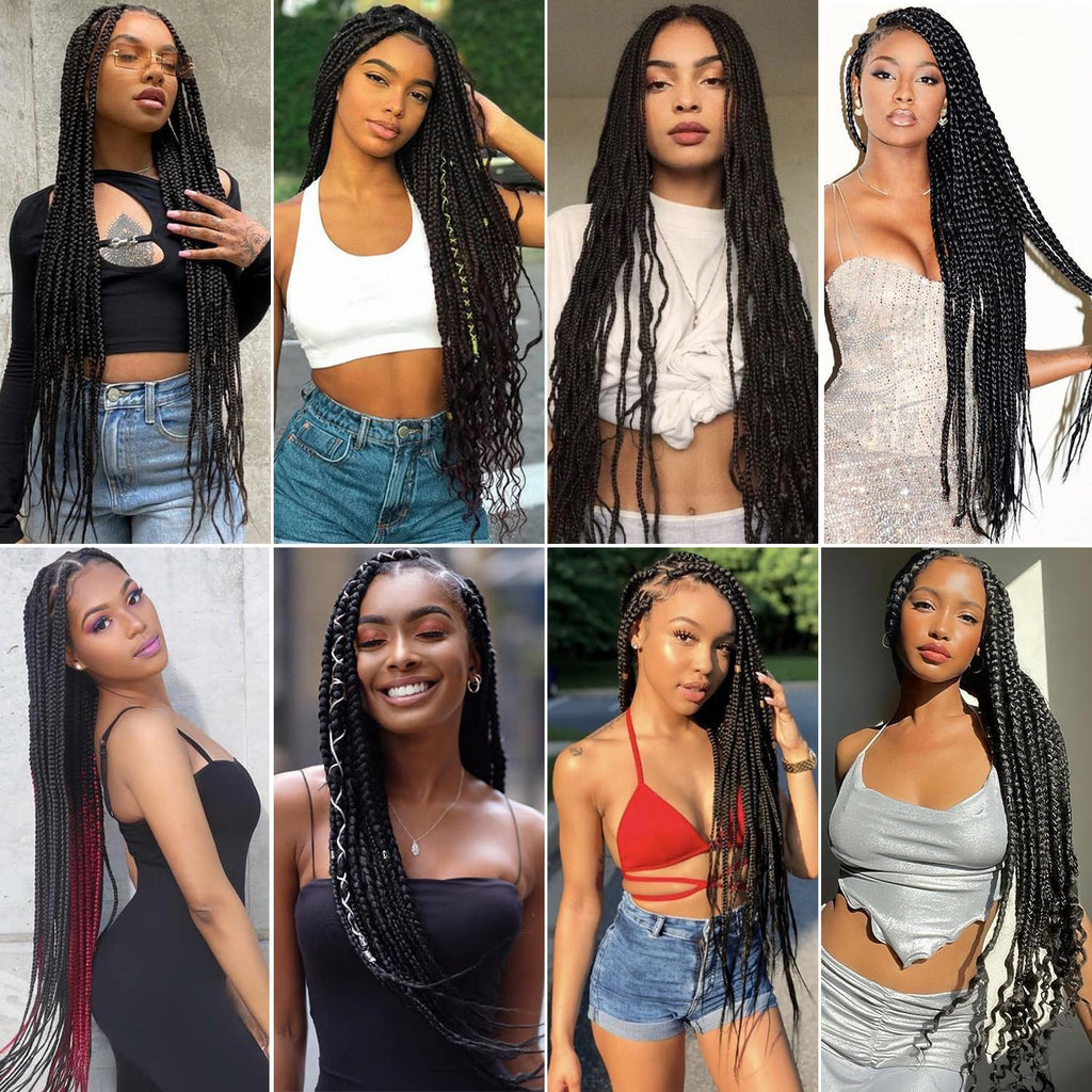 Rajout Cheveux Tressés Pré-étirés Noir Naturelles Black 30 Pouces Long Kanekalon Easy Braids Meches Cheveux pour Tresses Africaine 6 Paquets Knotless Yaki Nattes Extensions de Cheveux(1B#)