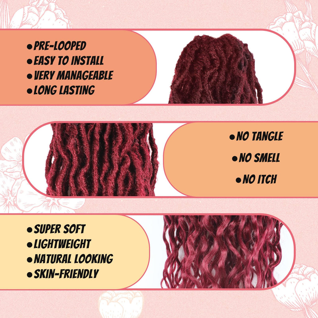 Faux Locs Crochet Hair 24Inch 7 Packs Pre-Looped Ombre Soft Locs With Curly Ends Dreadlock Goddess Loc Crochet Hair for Women（24Inch，OT1B/30/27#）