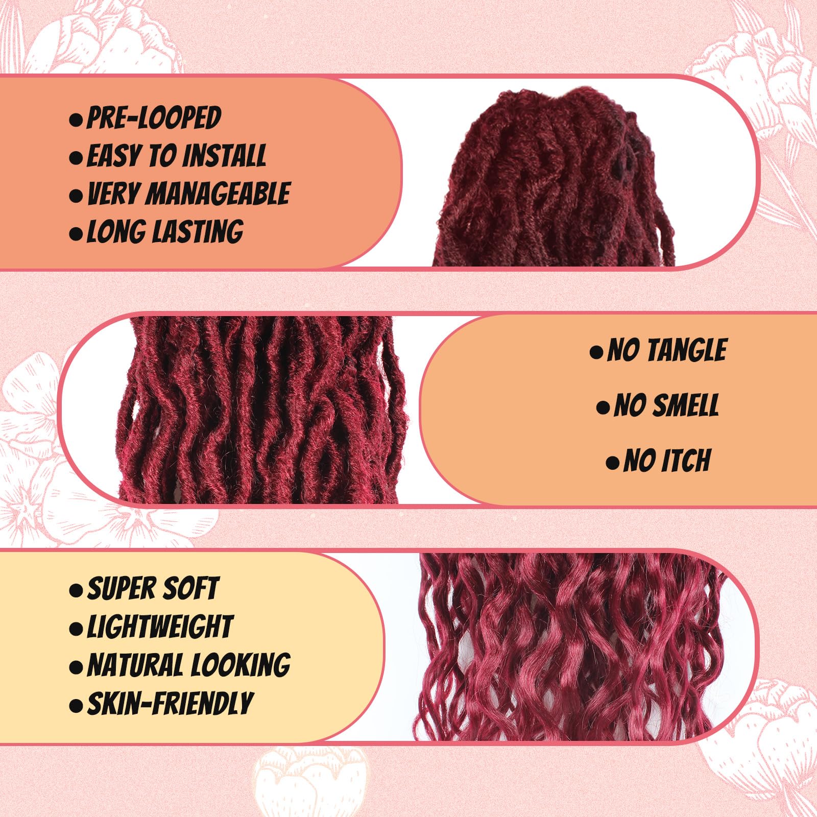 Faux Locs Crochet Hair 24Inch 7 Packs Pre-Looped Ombre Soft Locs With Curly Ends Dreadlock Goddess Loc Crochet Hair for Women（24Inch，OT1B/30/27#）