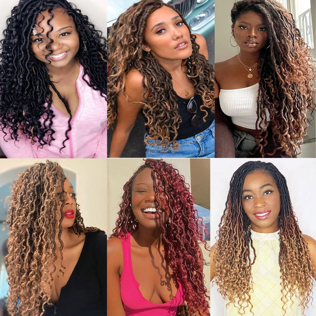 Xtrend 6Packs 18 pouces Twist Perruques Crochet Tresses Faux Locs bouclés se termine Dreadlocks Tresses Synthétiques Extensions de Cheveux Haute Température pour Femmes Noires 20 Strands/pack TBUG