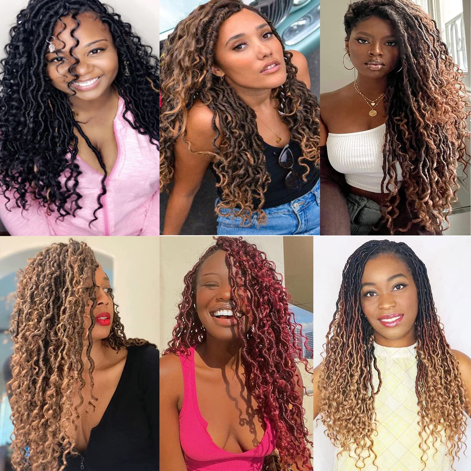 Xtrend 6Packs 18 pouces Twist Perruques Crochet Tresses Faux Locs bouclés se termine Dreadlocks Tresses Synthétiques Extensions de Cheveux Haute Température pour Femmes Noires 20 Strands/pack TBUG