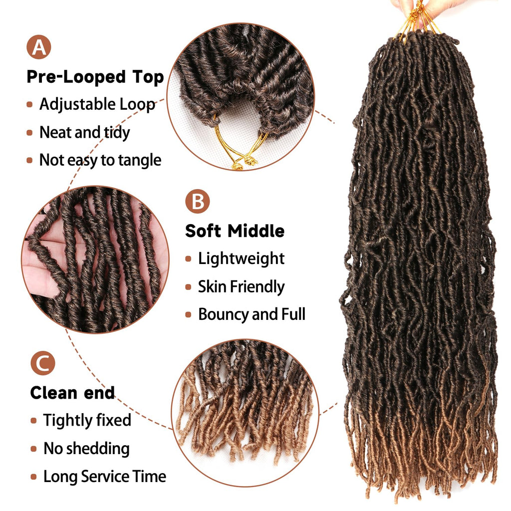 8 Packs Faux Locks Crochet Braids Meches Soft Locs Meches Pour Tresses Africaine Faux Locs Crochet Hair Meches Bouclees Pour Tresses (#1B, 60.9 CM(Lot de 8))
