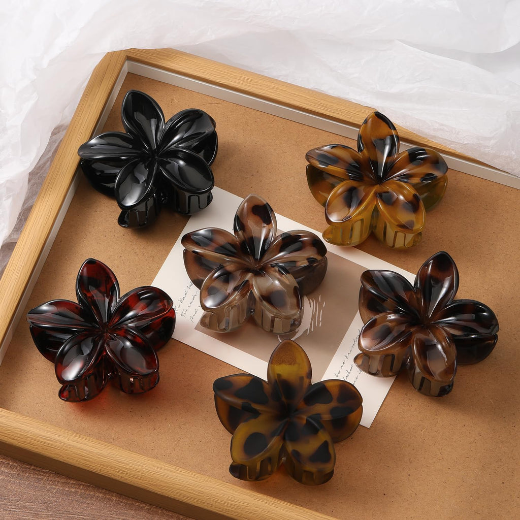 Barrette à Cheveux Fleurs, 6 Pièces Accessoires Cheveux Fleurs, Pince à Cheveux en Forme de Fleur, Flower Claw Clips pour Accessoires d'Été, Anniversaire, Mariage, Fête (B)