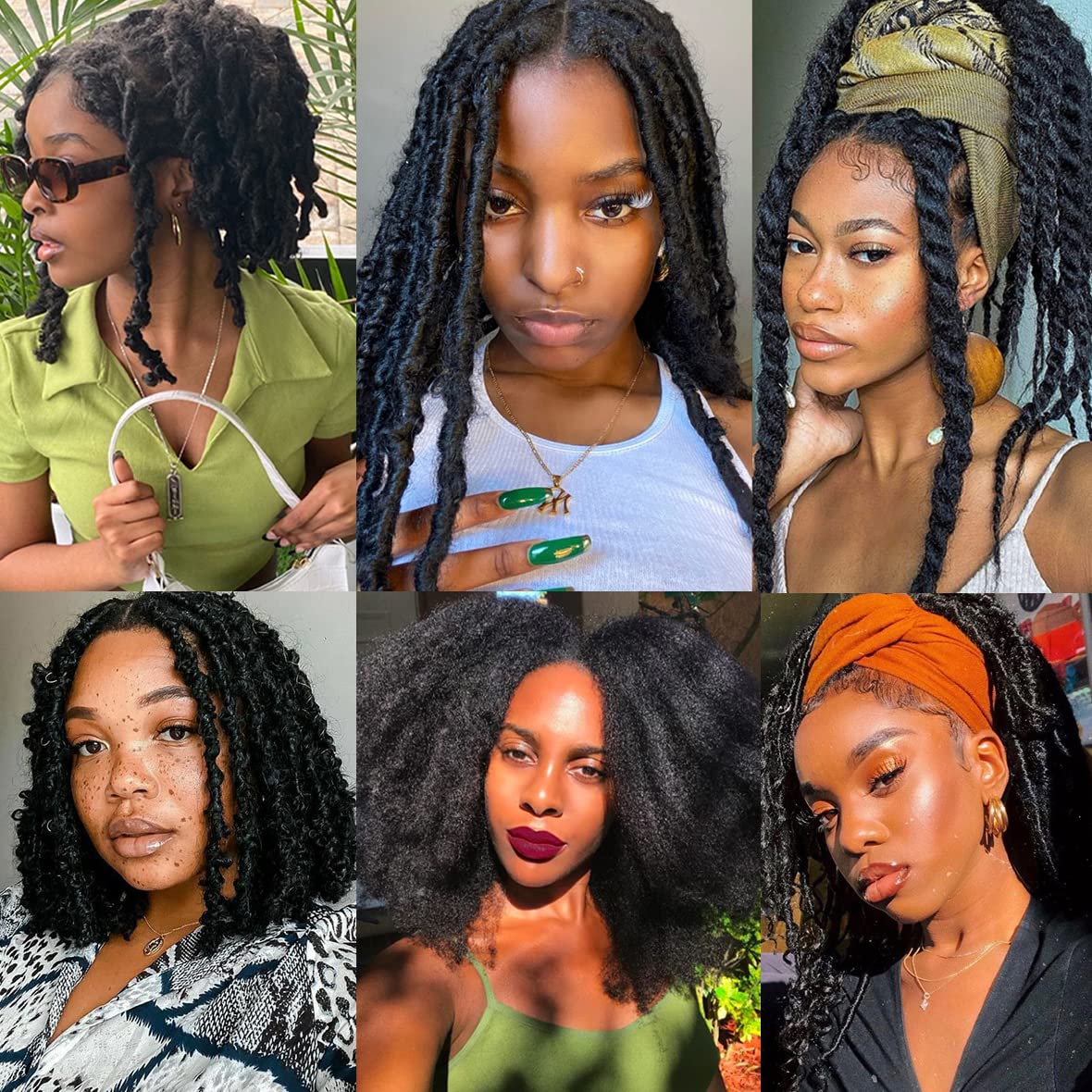 Leeven 16 Pouces Pre Separated Springy Twist Hair 8 Packs Pre-Fluffed Popping Crochet for Distressed Locs Afro Kinky Curly Marley Braiding Hair Extensions /1B#