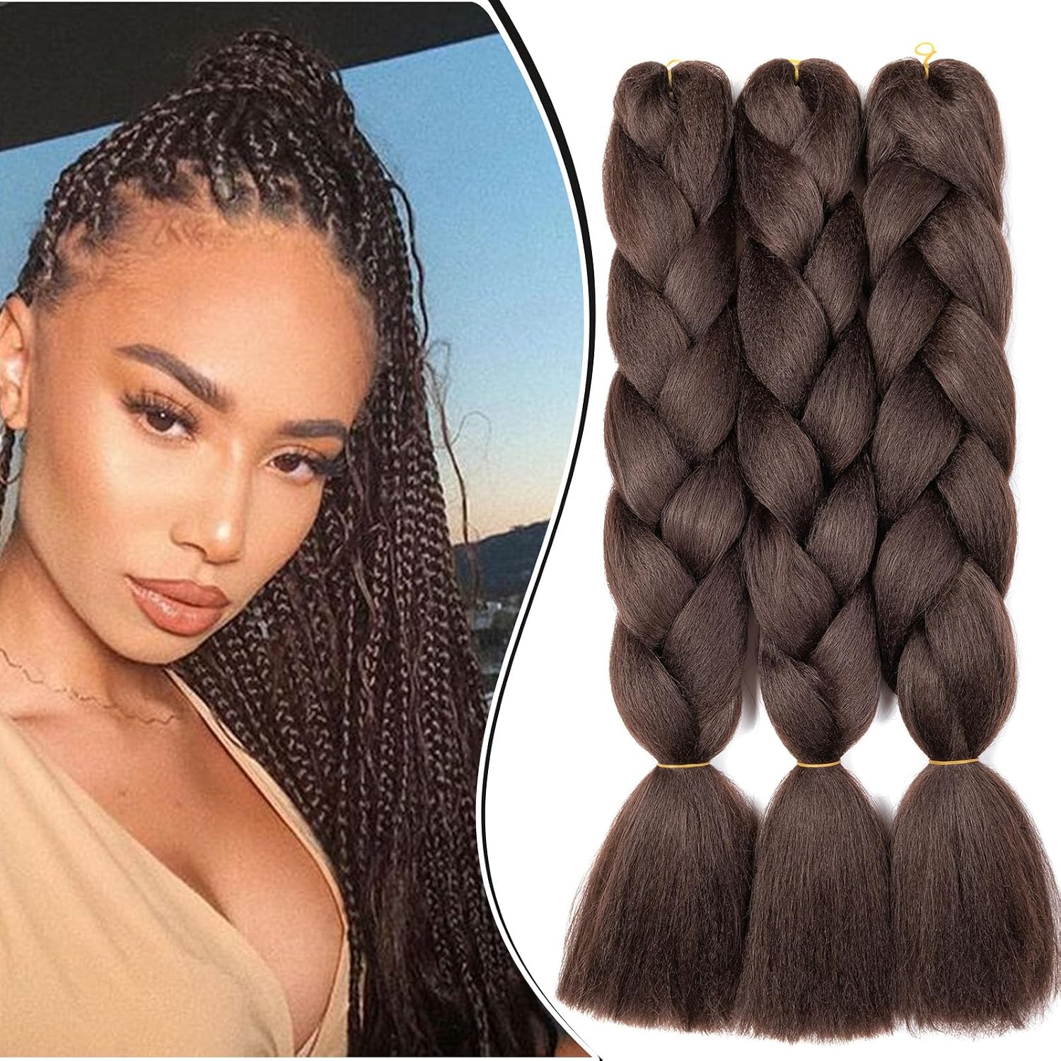 Meches pour Tresses Africaine Rajout Cheveux Braids Jumbo Extension Cheveux Ombre Synthétique Violet & Bleu & Jaune & Orange