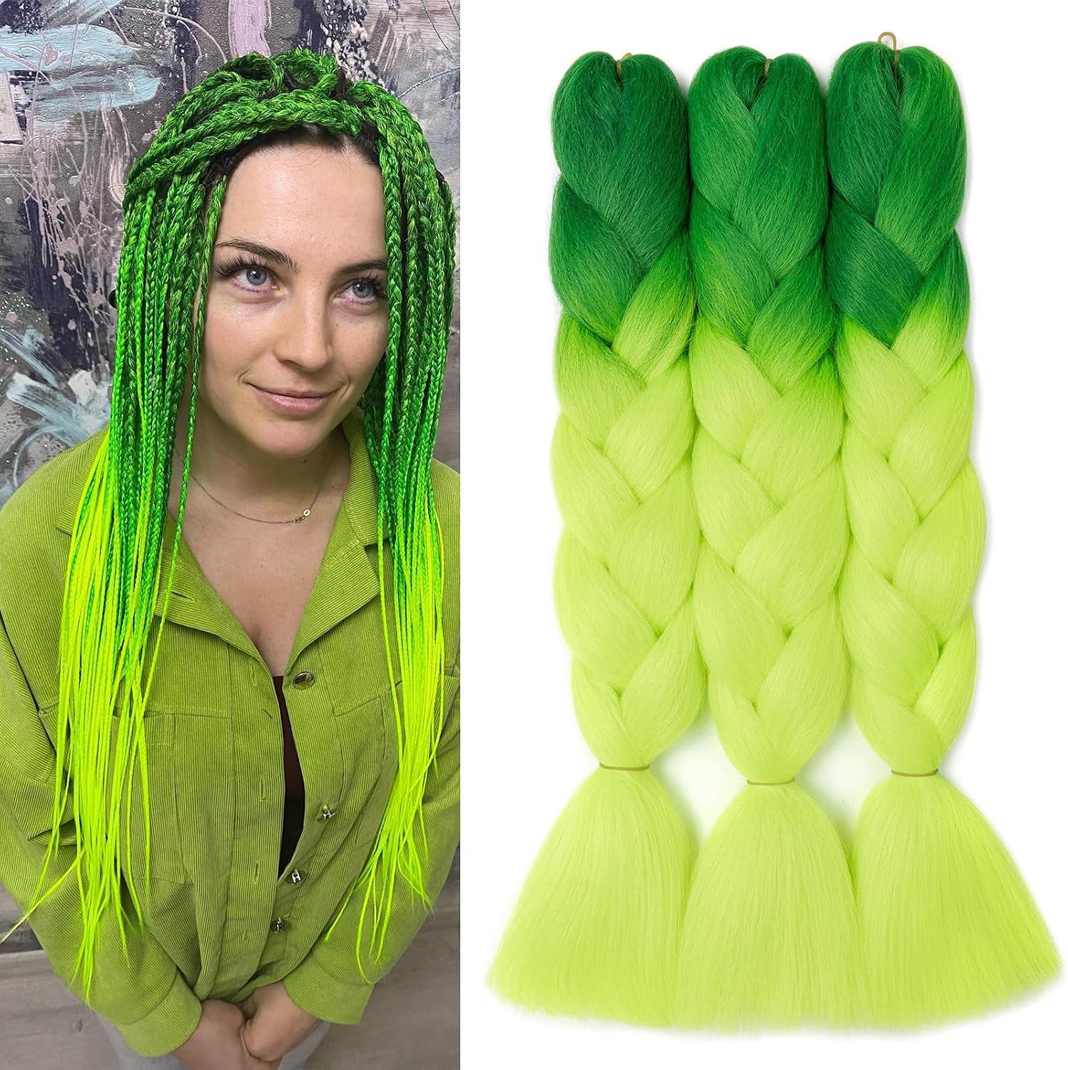Meches pour Tresses Africaine Rajout Cheveux Braids Jumbo Extension Cheveux Ombre Synthétique Violet & Bleu & Jaune & Orange