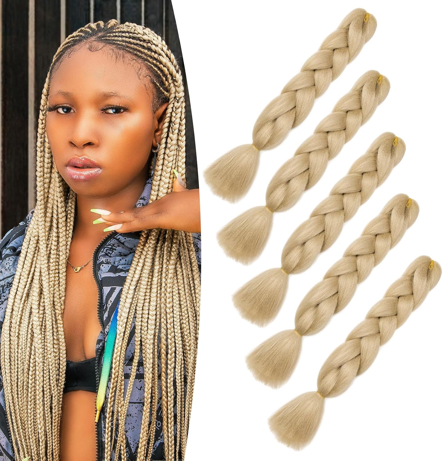 Meches pour Tresses Africaine Rajout Cheveux Braids Jumbo Extension Cheveux Ombre Synthétique Violet & Bleu & Jaune & Orange