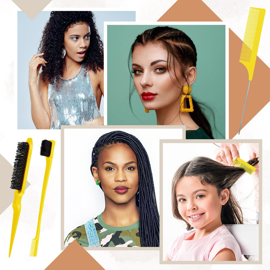 Brosse à cheveux, 3 pièces, propre, queue, convient aux coiffeurs professionnels, femmes, hommes, enfants (rose)