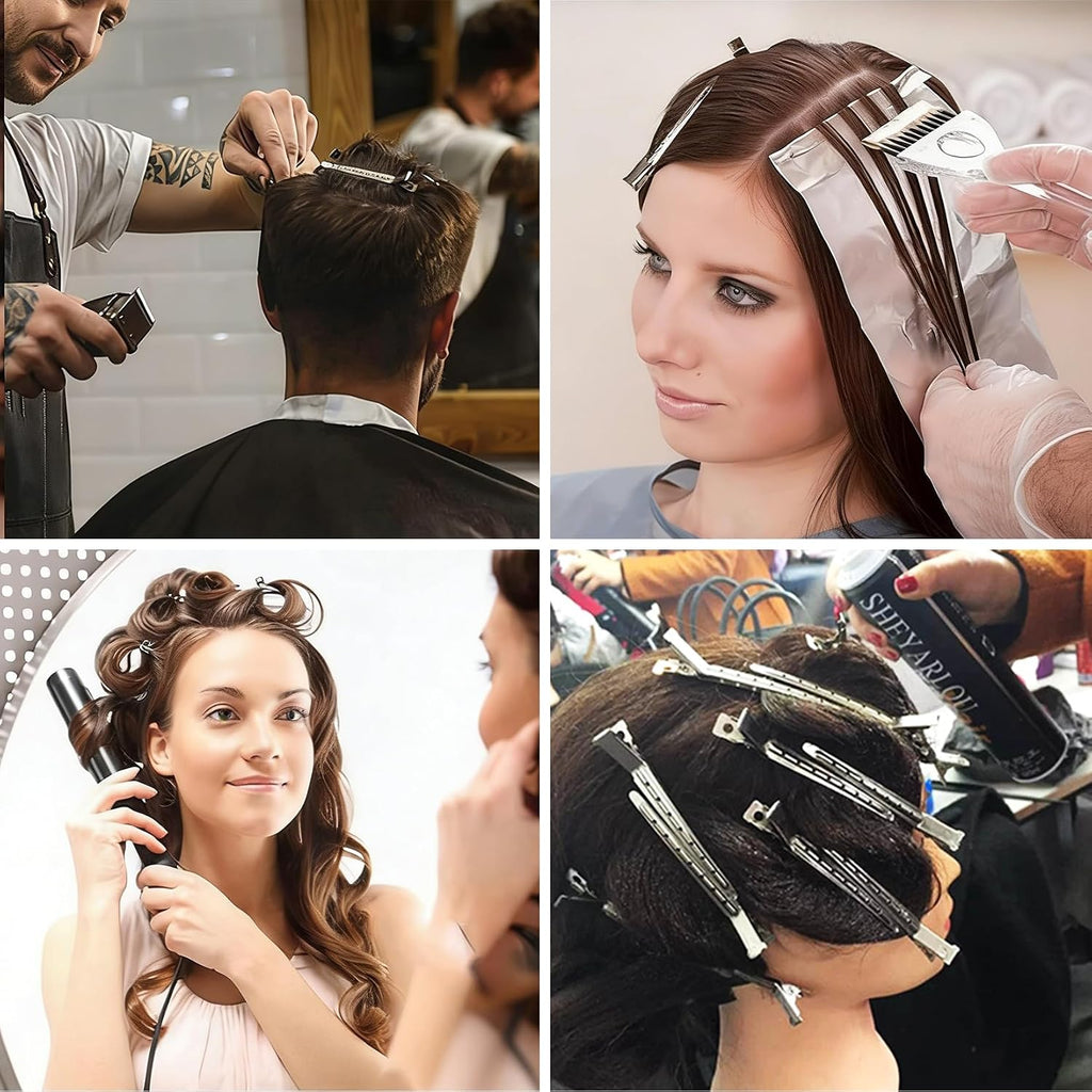 Lot de 90 pinces à cheveux en métal argenté de 9 cm pour coiffure, pinces crocodiles professionnelles