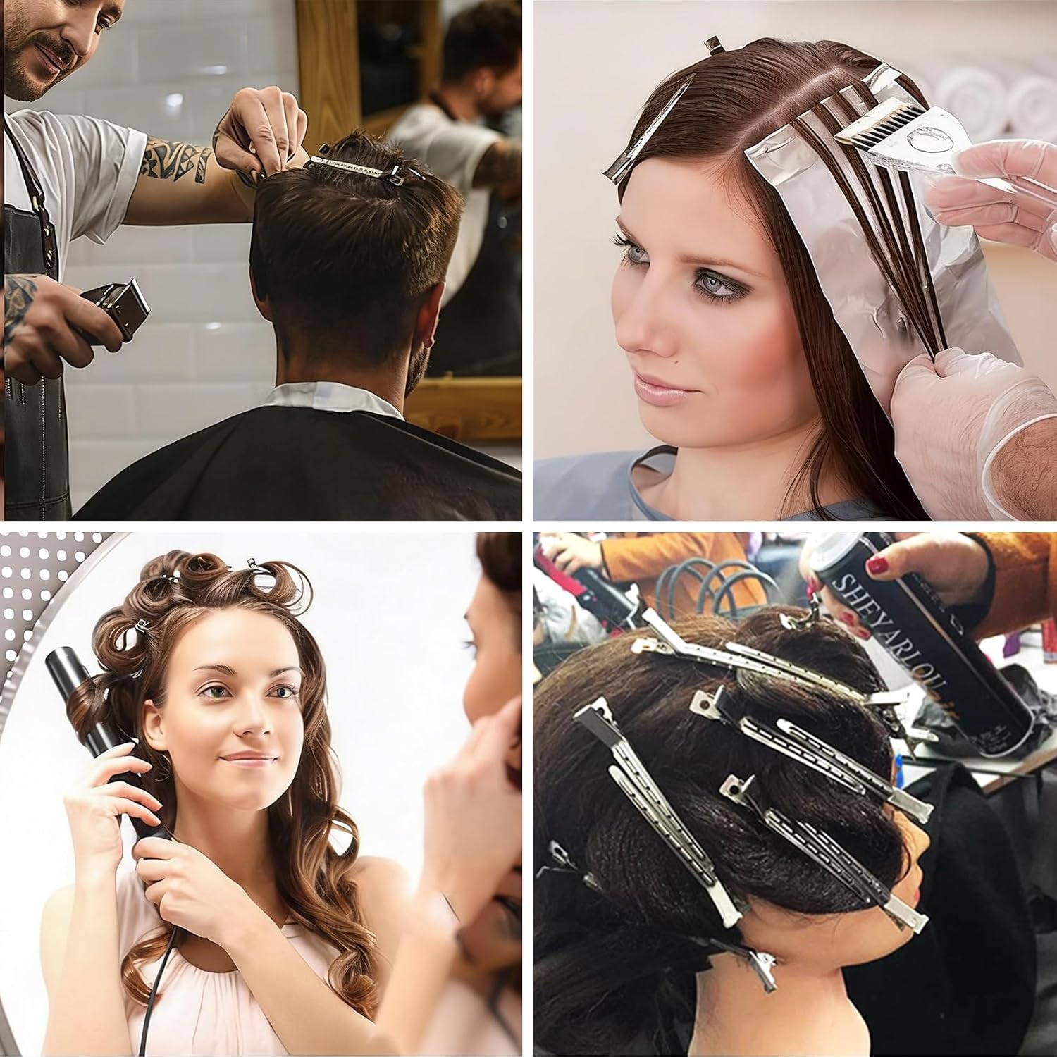 Lot de 90 pinces à cheveux en métal argenté de 9 cm pour coiffure, pinces crocodiles professionnelles