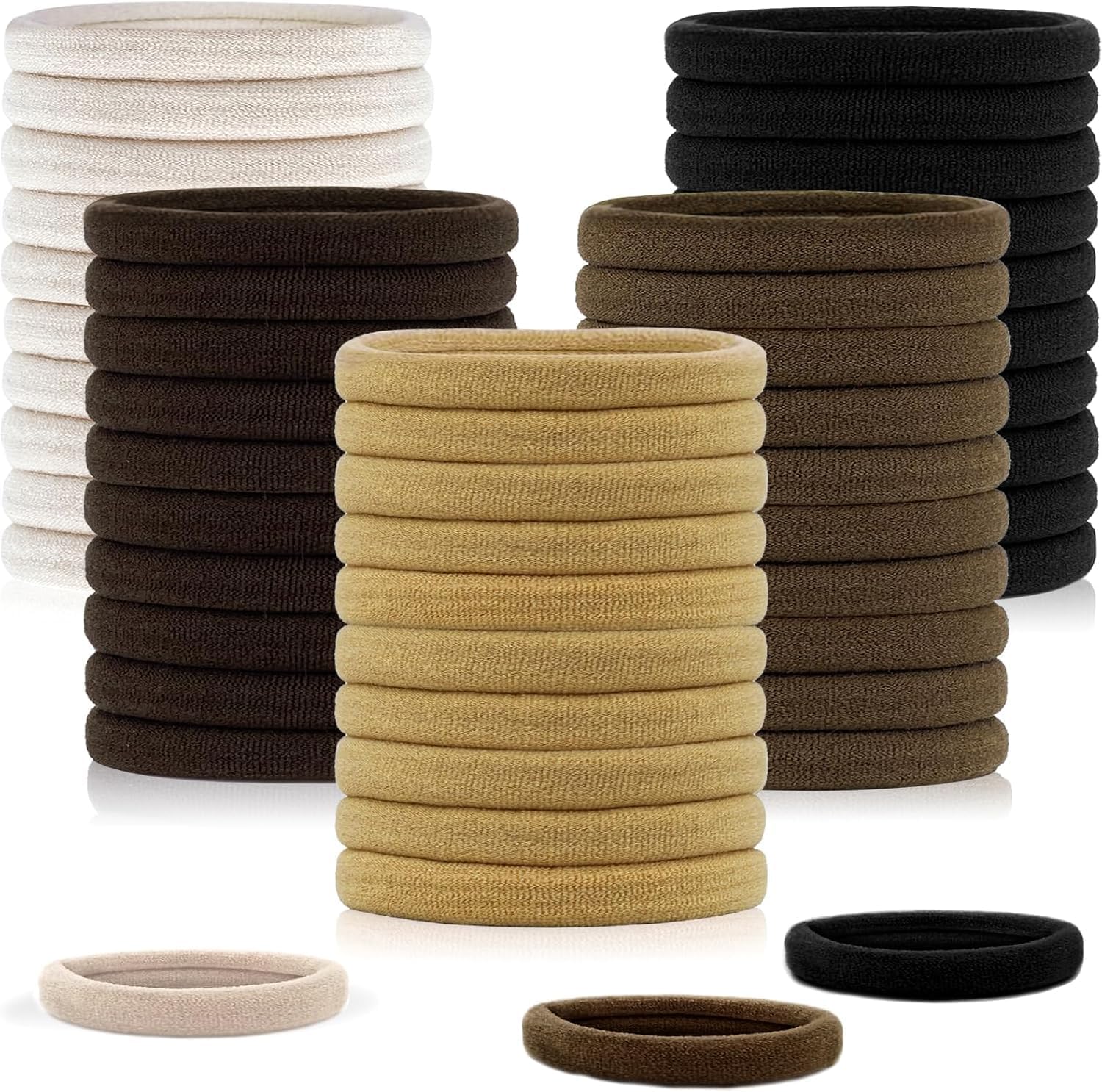 Hanyousheng Elastique Cheveux, 50 Pcs Chouchou Cheveux, 8 mm Elastique Cheveux Epais, Epais en Coton Sans Couture, Hair Elastic Band pour Femmes Hommes et Enfants