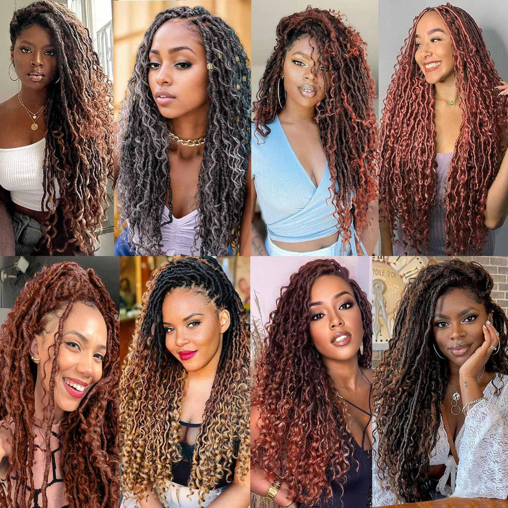Xtrend 6Packs 18 pouces Twist Perruques Crochet Tresses Faux Locs bouclés se termine Dreadlocks Tresses Synthétiques Extensions de Cheveux Haute Température pour Femmes Noires 20 Strands/pack TBUG