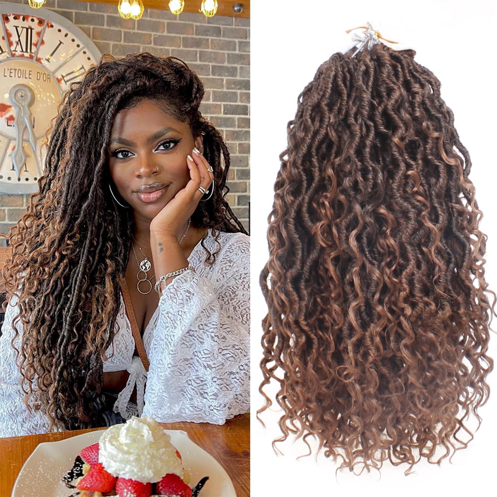 Xtrend 6Packs 18 pouces Twist Perruques Crochet Tresses Faux Locs bouclés se termine Dreadlocks Tresses Synthétiques Extensions de Cheveux Haute Température pour Femmes Noires 20 Strands/pack TBUG