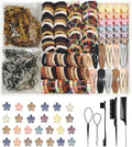 835 PCS Haargummis Mädchen – Mini élastiques & petits élastiques ensemble avec pinces à cheveux & outils de coiffure couleurs neutres