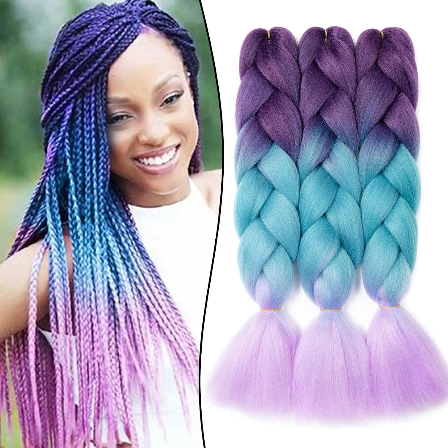 24" Meches pour Tresses Africaine Braids Meches Tresse Cheveux Rajout Cheveux Tressage 1 Paquet Crochet Braids Extension de Cheveux Afro pour Tresse Ombre Synthétiques (Rose)