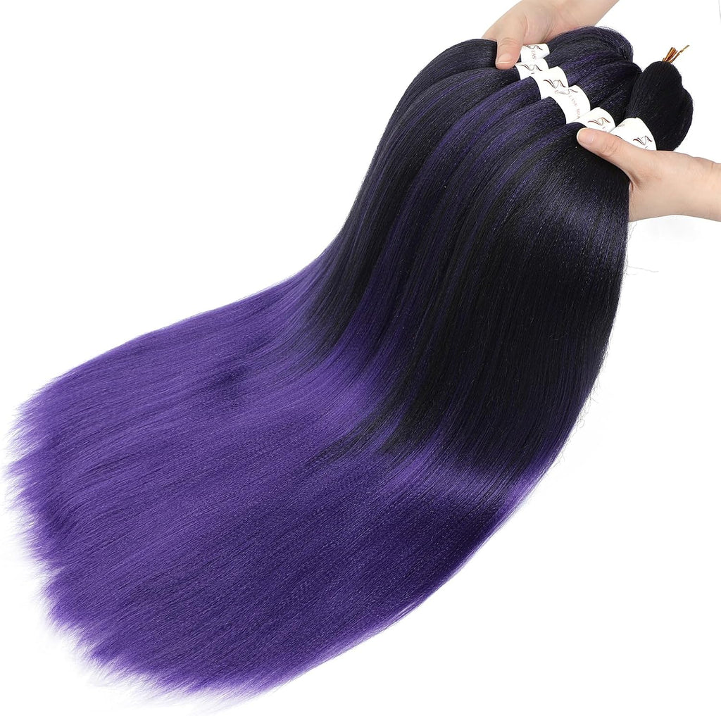 Rajout Cheveux Tressés Pré-étirés Noir Naturelles Black 30 Pouces Long Kanekalon Easy Braids Meches Cheveux pour Tresses Africaine 6 Paquets Knotless Yaki Nattes Extensions de Cheveux(1B#)