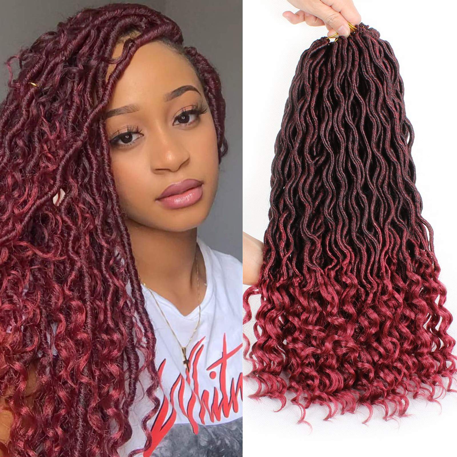 Xtrend 6Packs 18 pouces Twist Perruques Crochet Tresses Faux Locs bouclés se termine Dreadlocks Tresses Synthétiques Extensions de Cheveux Haute Température pour Femmes Noires 20 Strands/pack TBUG