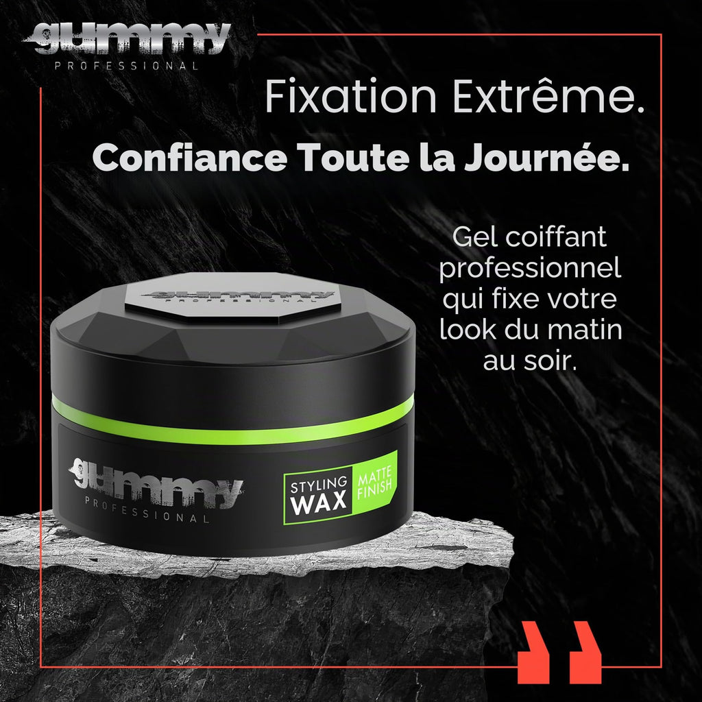 Cire Coiffante Professionnelle Ultra Fixation Gummy 150 ml - Cire capillaire forte tenue & brillance - Pour hommes & femmes - Sans alcool avec vitamine B5