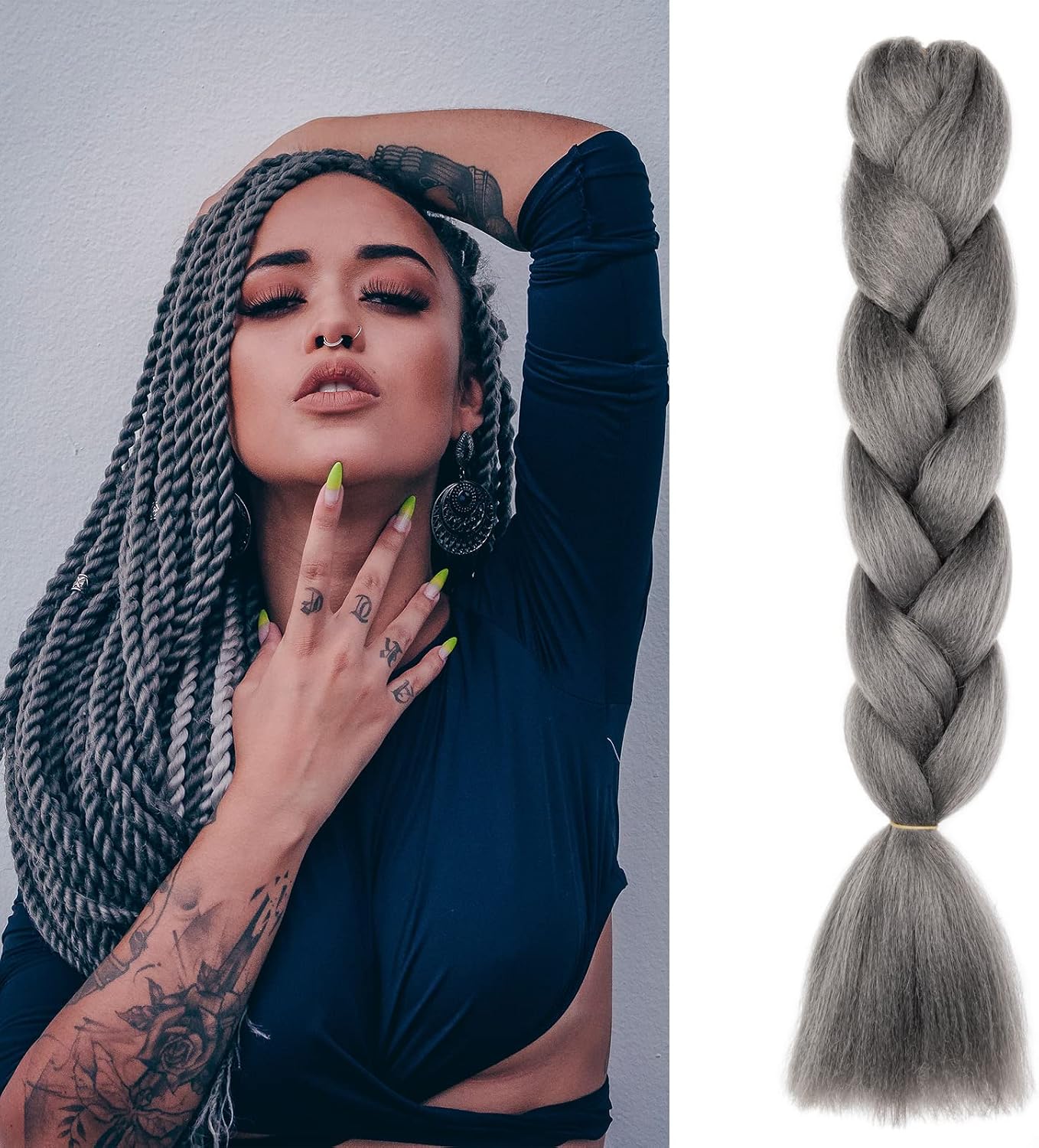 24" Meches pour Tresses Africaine Braids Meches Tresse Cheveux Rajout Cheveux Tressage 1 Paquet Crochet Braids Extension de Cheveux Afro pour Tresse Ombre Synthétiques (Rose)