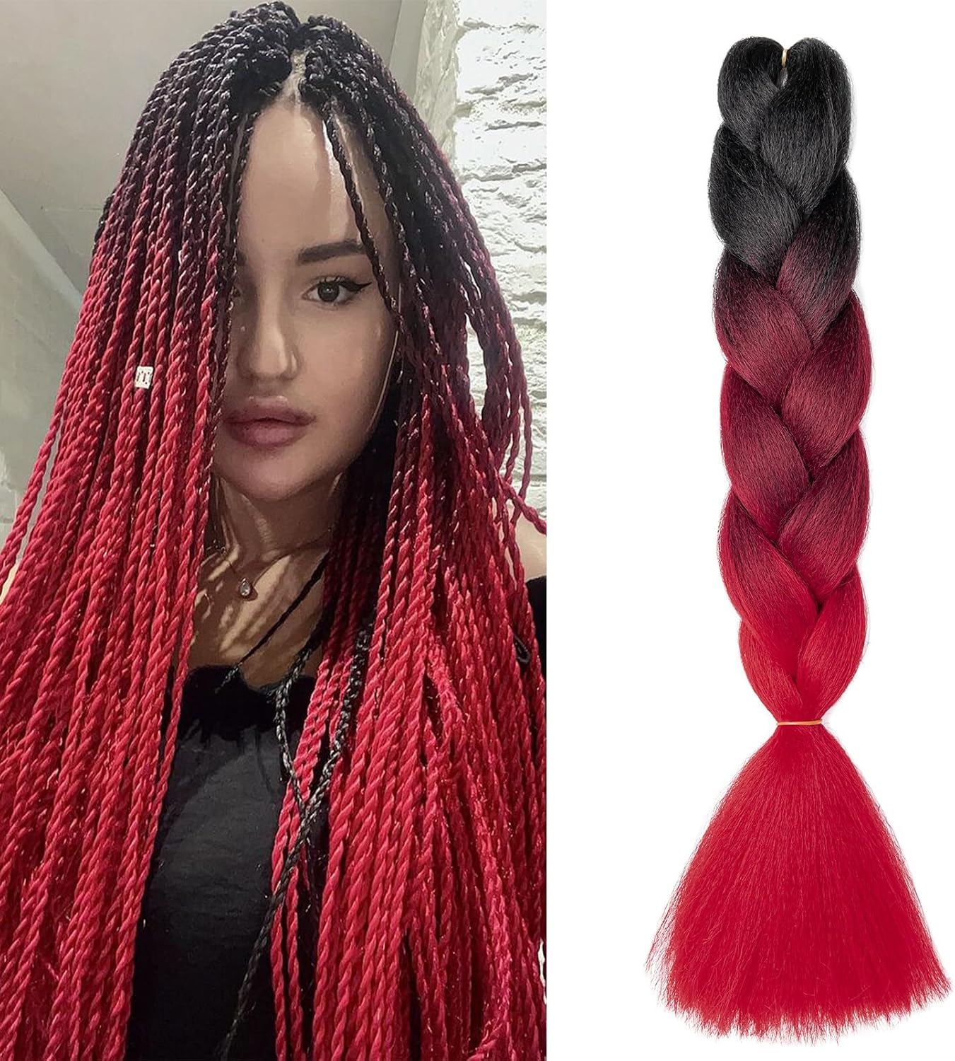 Meches pour Tresses Africaine Rajout Cheveux Braids Jumbo Extension Cheveux Ombre Synthétique Violet & Bleu & Jaune & Orange
