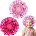 Lot de 2 bonnets en satin de soie pour le sommeil des enfants, à large bande élastique pour cheveux bouclés naturels, bonnet de couchage pour nourrissons, adolescents, tout-petits, garçons et