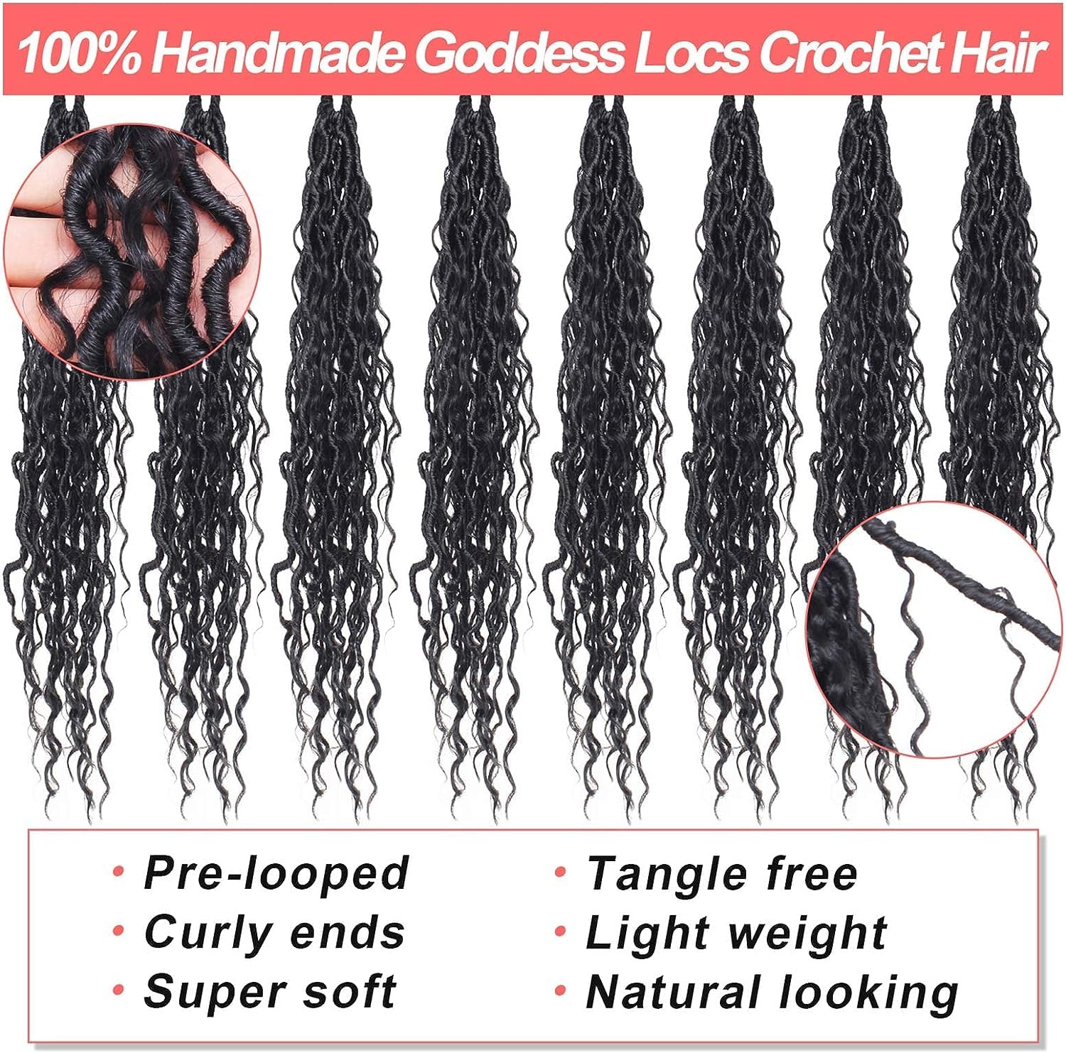 Xtrend 6Packs 18 pouces Twist Perruques Crochet Tresses Faux Locs bouclés se termine Dreadlocks Tresses Synthétiques Extensions de Cheveux Haute Température pour Femmes Noires 20 Strands/pack TBUG
