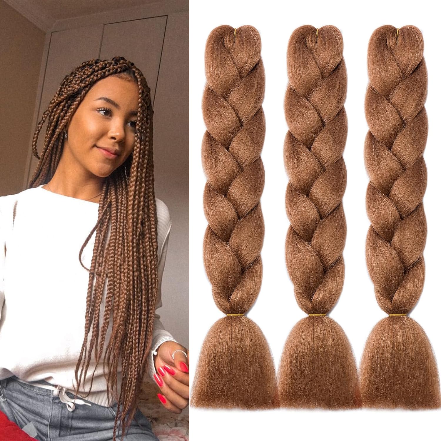 Meches pour Tresses Africaine Rajout Cheveux Braids Jumbo Extension Cheveux Ombre Synthétique Violet & Bleu & Jaune & Orange
