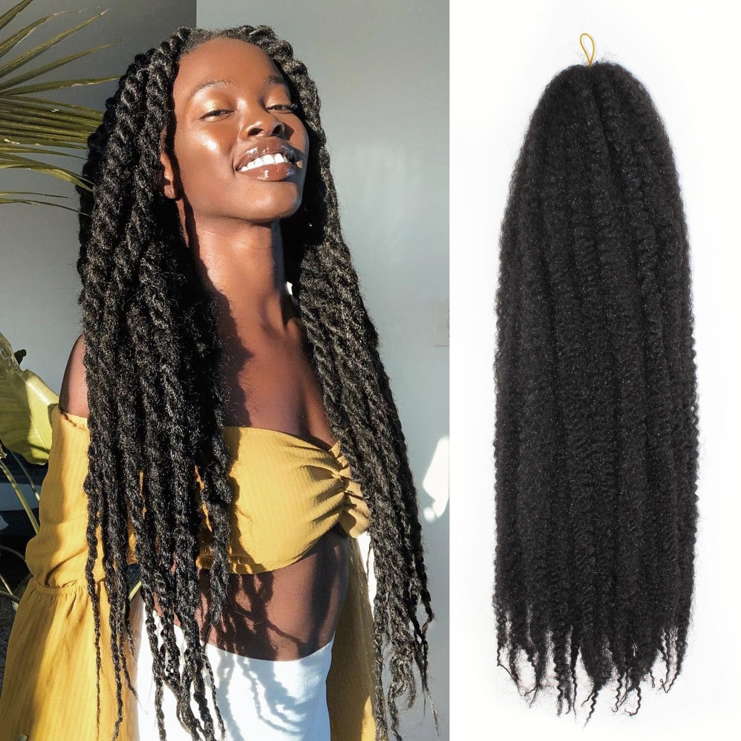 Enbeautiful Marley Twist Hair 24 Inch 8packs Marley Twists Braiding Hair Long Cuban Twist Hair Pre Fluffed Afro Kinky Curly Twists Crochet Hair Synthetic Marley Braids Extensions,27#