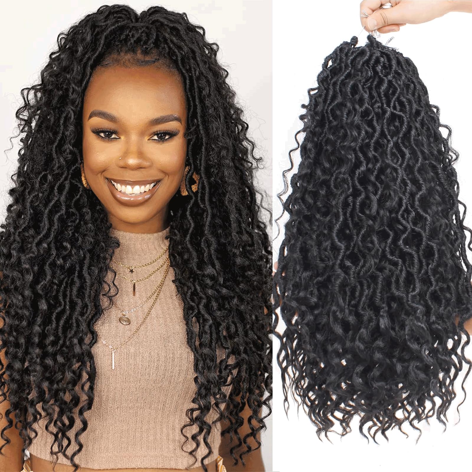 Xtrend 6Packs 18 pouces Twist Perruques Crochet Tresses Faux Locs bouclés se termine Dreadlocks Tresses Synthétiques Extensions de Cheveux Haute Température pour Femmes Noires 20 Strands/pack TBUG