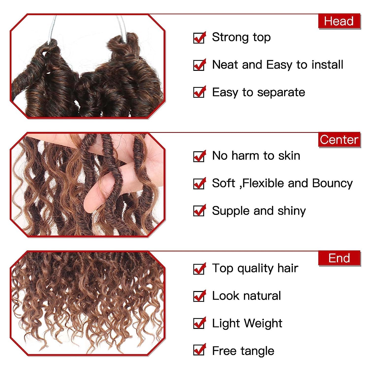 Xtrend 6Packs 18 pouces Twist Perruques Crochet Tresses Faux Locs bouclés se termine Dreadlocks Tresses Synthétiques Extensions de Cheveux Haute Température pour Femmes Noires 20 Strands/pack TBUG