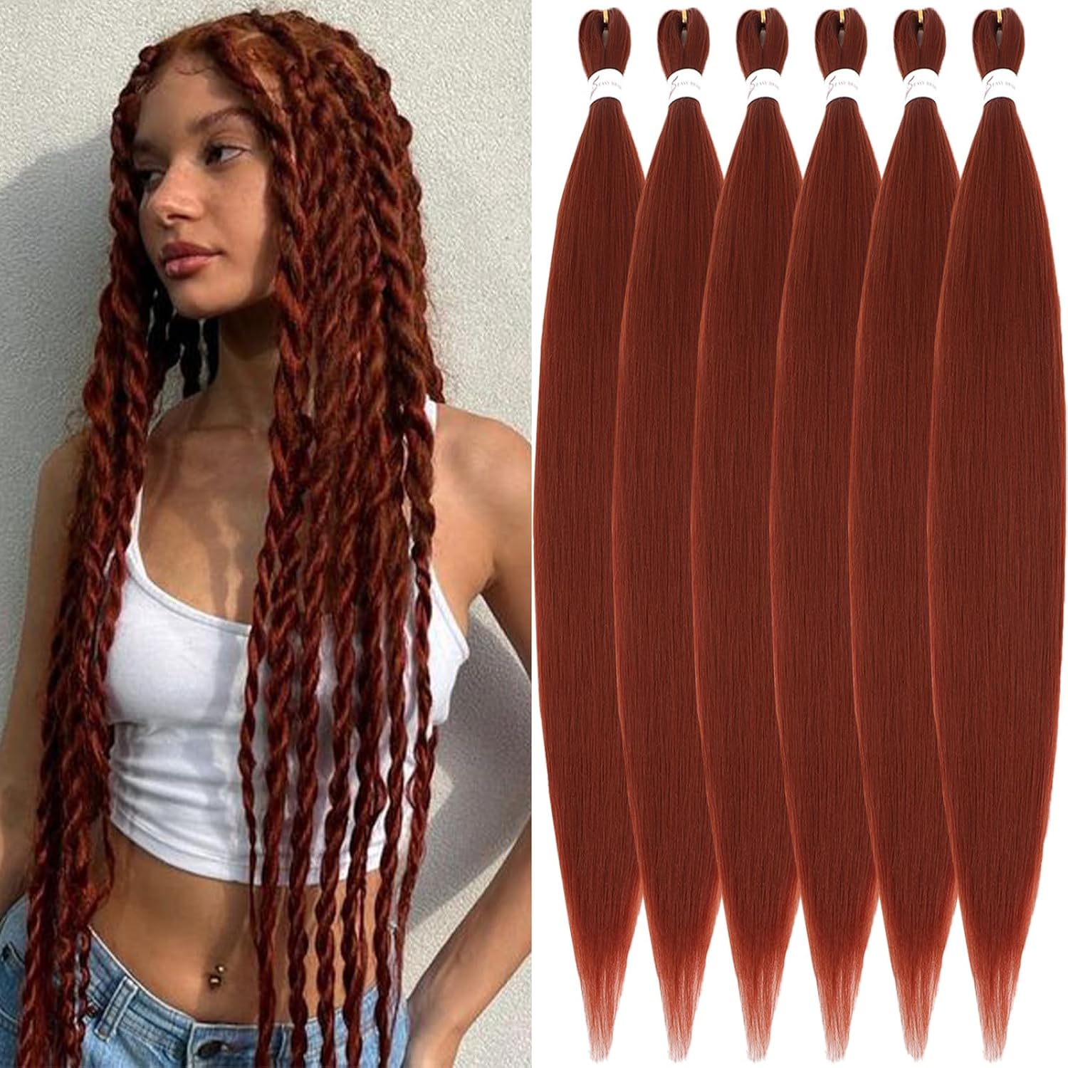 Rajout Cheveux Tressés Pré-étirés Noir Naturelles Black 30 Pouces Long Kanekalon Easy Braids Meches Cheveux pour Tresses Africaine 6 Paquets Knotless Yaki Nattes Extensions de Cheveux(1B#)