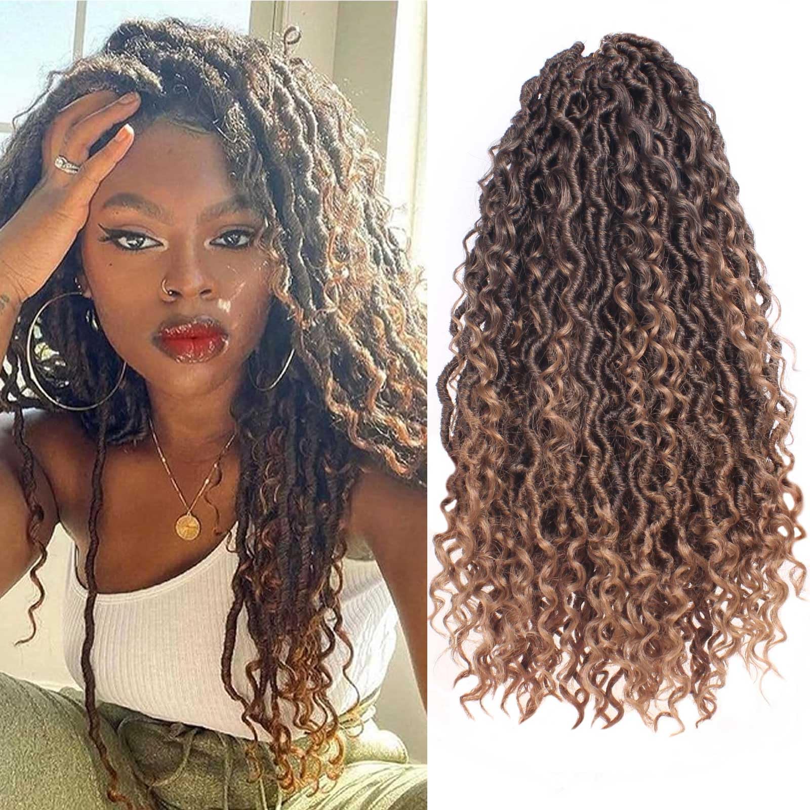 Xtrend 6Packs 18 pouces Twist Perruques Crochet Tresses Faux Locs bouclés se termine Dreadlocks Tresses Synthétiques Extensions de Cheveux Haute Température pour Femmes Noires 20 Strands/pack TBUG
