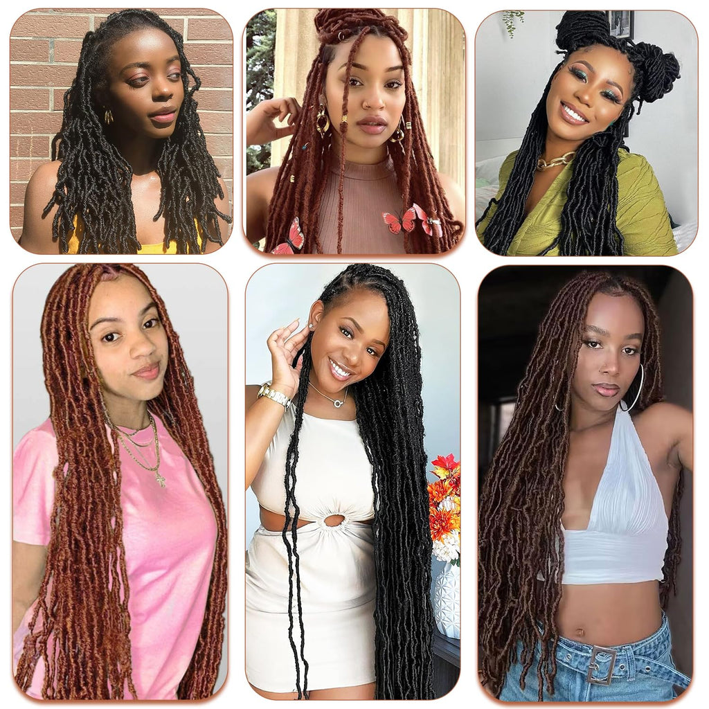 8 Packs Faux Locks Crochet Braids Meches Soft Locs Meches Pour Tresses Africaine Faux Locs Crochet Hair Meches Bouclees Pour Tresses (#1B, 60.9 CM(Lot de 8))