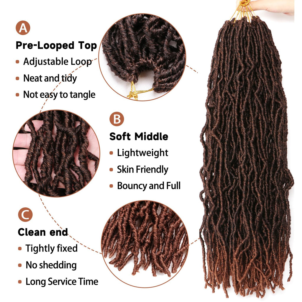 8 Packs Faux Locks Crochet Braids Meches Soft Locs Meches Pour Tresses Africaine Faux Locs Crochet Hair Meches Bouclees Pour Tresses (#1B, 60.9 CM(Lot de 8))