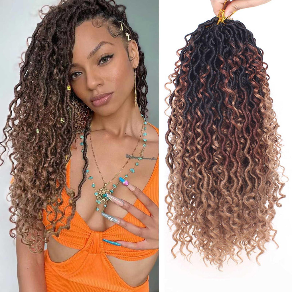 Xtrend 6Packs 18 pouces Twist Perruques Crochet Tresses Faux Locs bouclés se termine Dreadlocks Tresses Synthétiques Extensions de Cheveux Haute Température pour Femmes Noires 20 Strands/pack TBUG