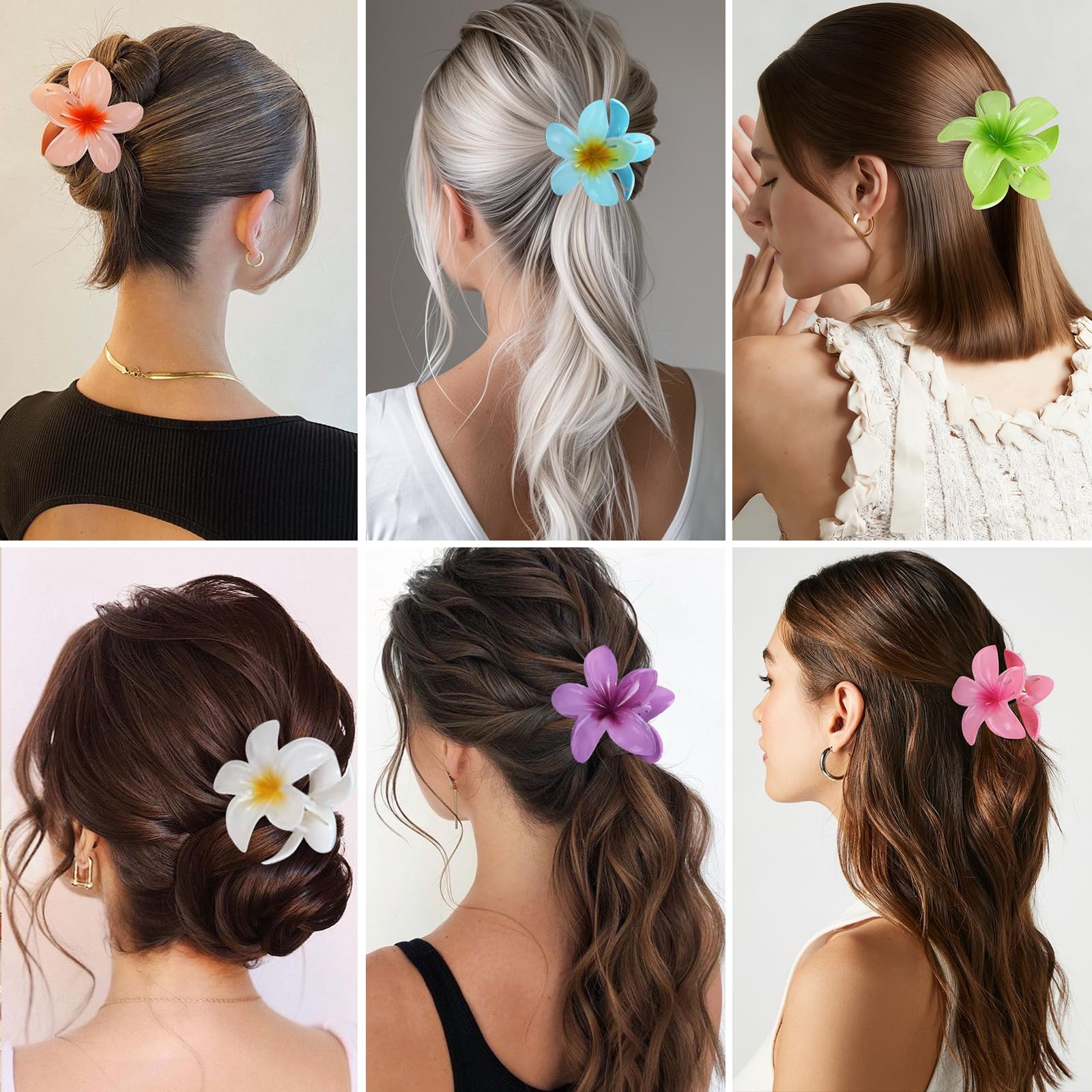 Barrette à Cheveux Fleurs, 6 Pièces Accessoires Cheveux Fleurs, Pince à Cheveux en Forme de Fleur, Flower Claw Clips pour Accessoires d'Été, Anniversaire, Mariage, Fête (B)