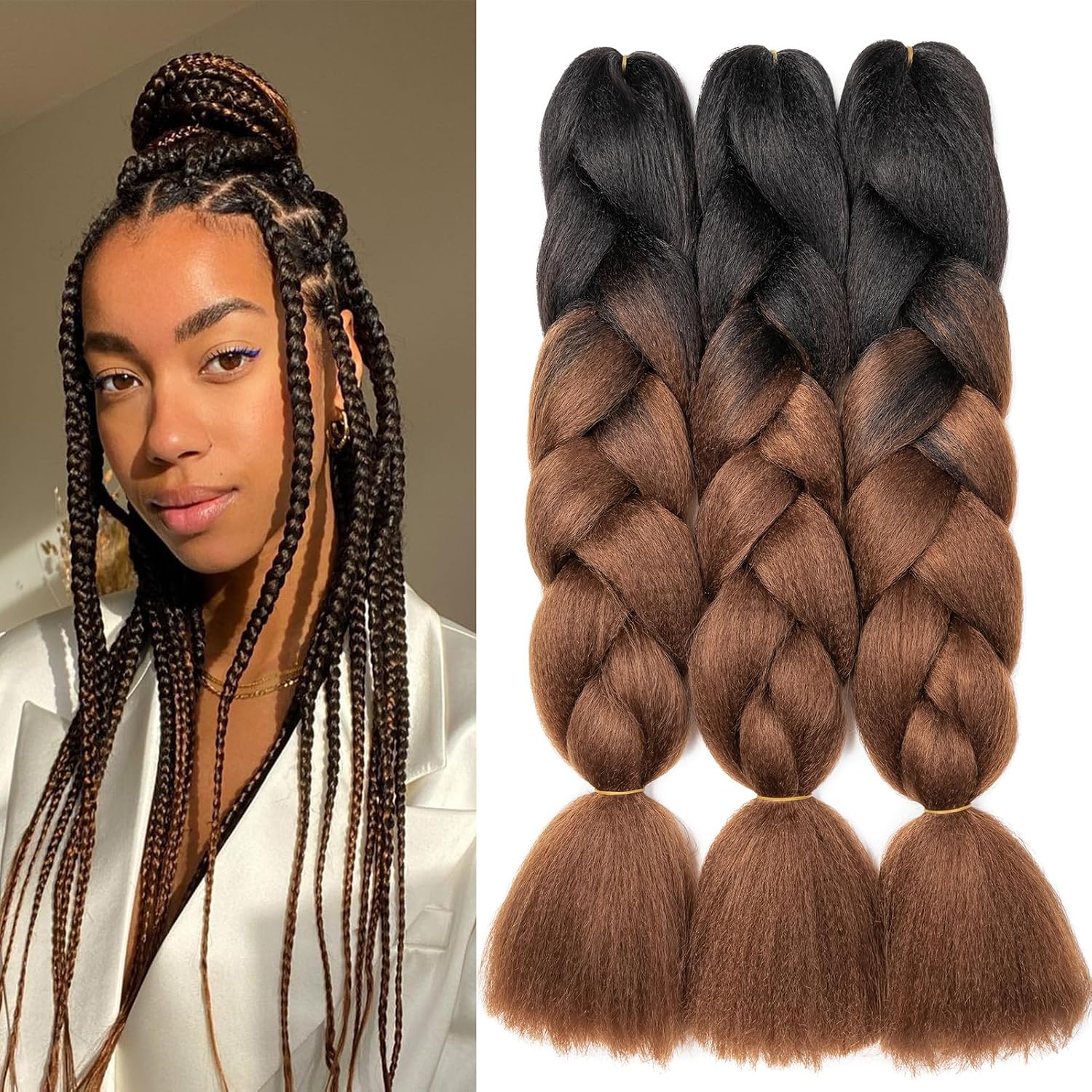 Meches pour Tresses Africaine Rajout Cheveux Braids Jumbo Extension Cheveux Ombre Synthétique Violet & Bleu & Jaune & Orange
