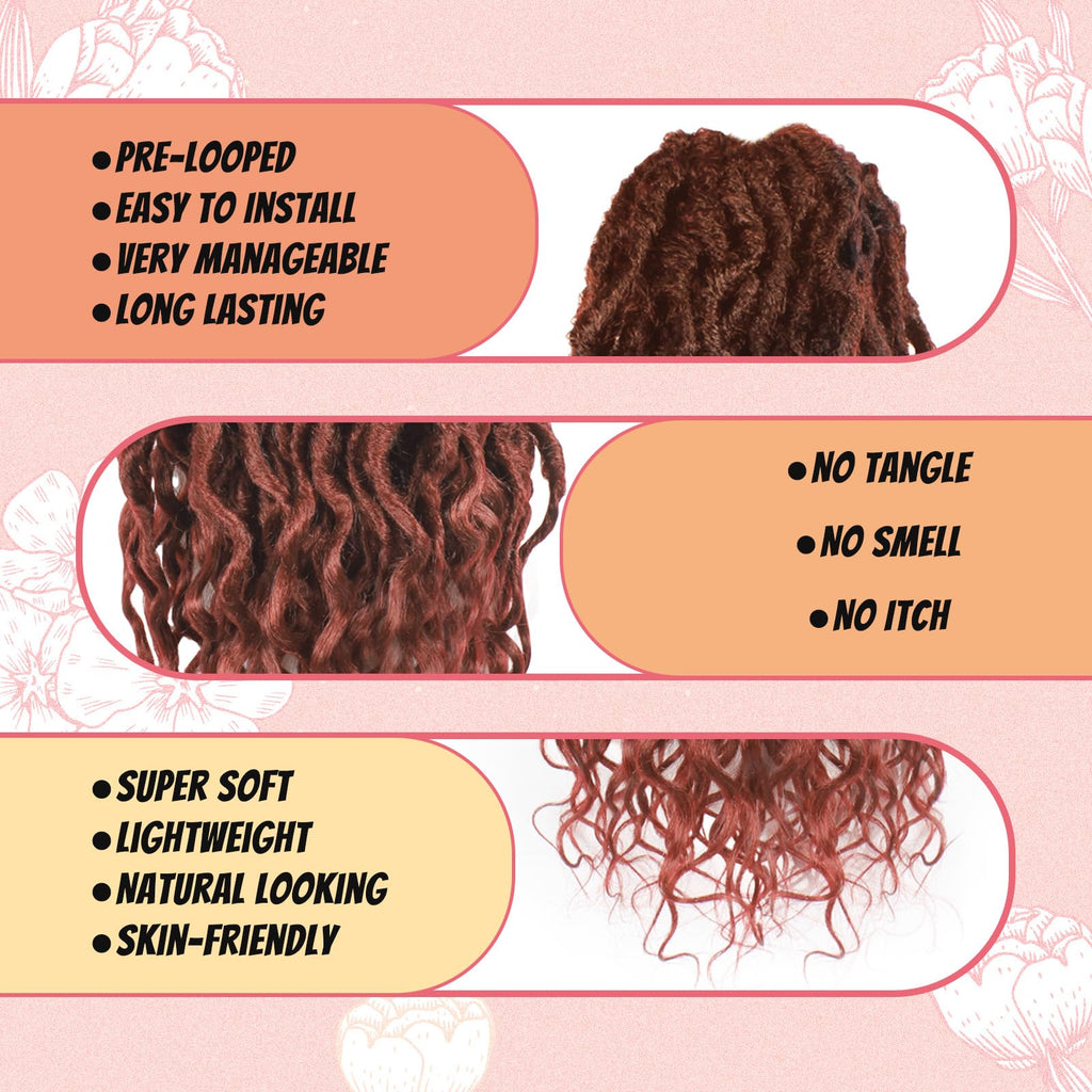 Faux Locs Crochet Hair 24Inch 7 Packs Pre-Looped Ombre Soft Locs With Curly Ends Dreadlock Goddess Loc Crochet Hair for Women（24Inch，OT1B/30/27#）