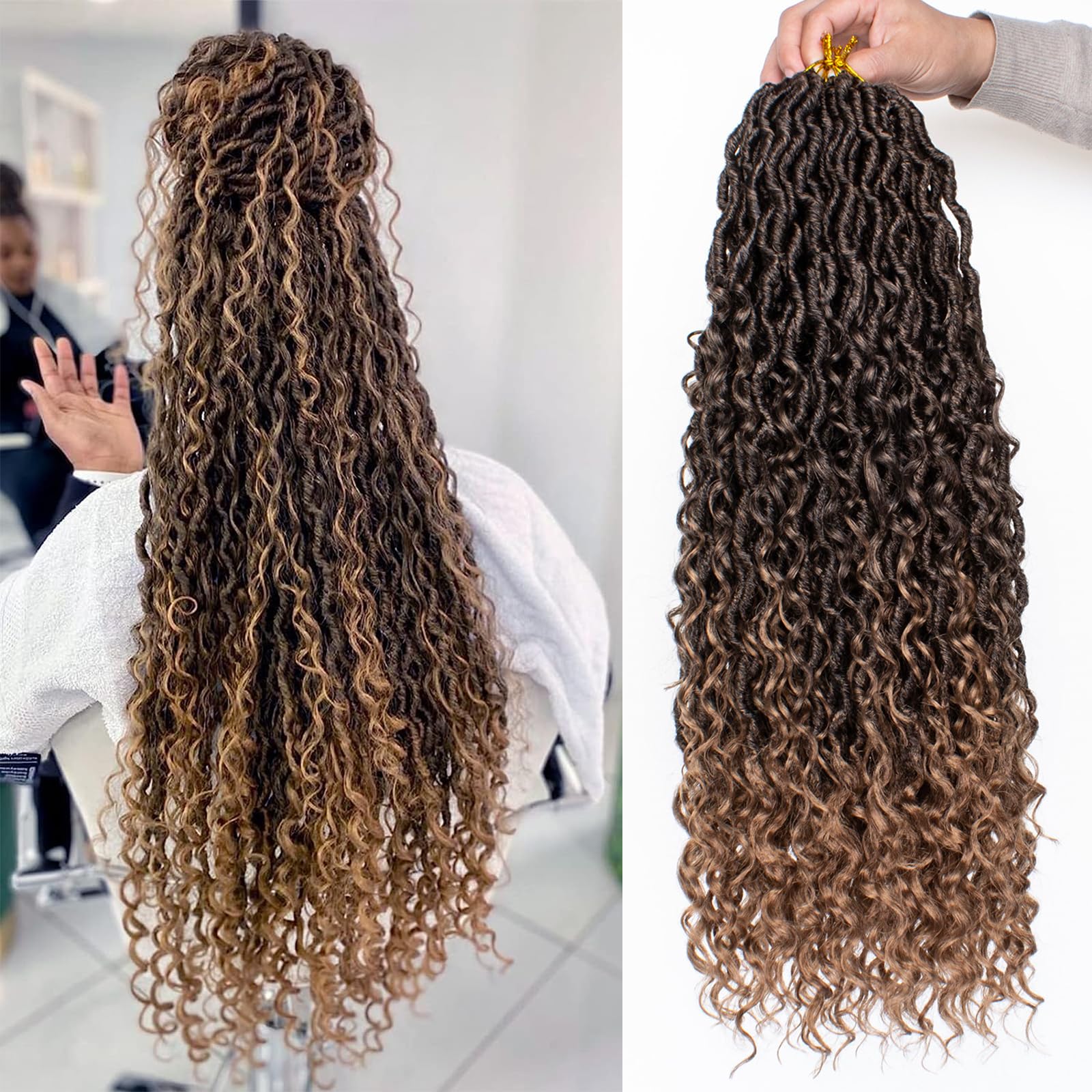 Xtrend 6Packs 18 pouces Twist Perruques Crochet Tresses Faux Locs bouclés se termine Dreadlocks Tresses Synthétiques Extensions de Cheveux Haute Température pour Femmes Noires 20 Strands/pack TBUG