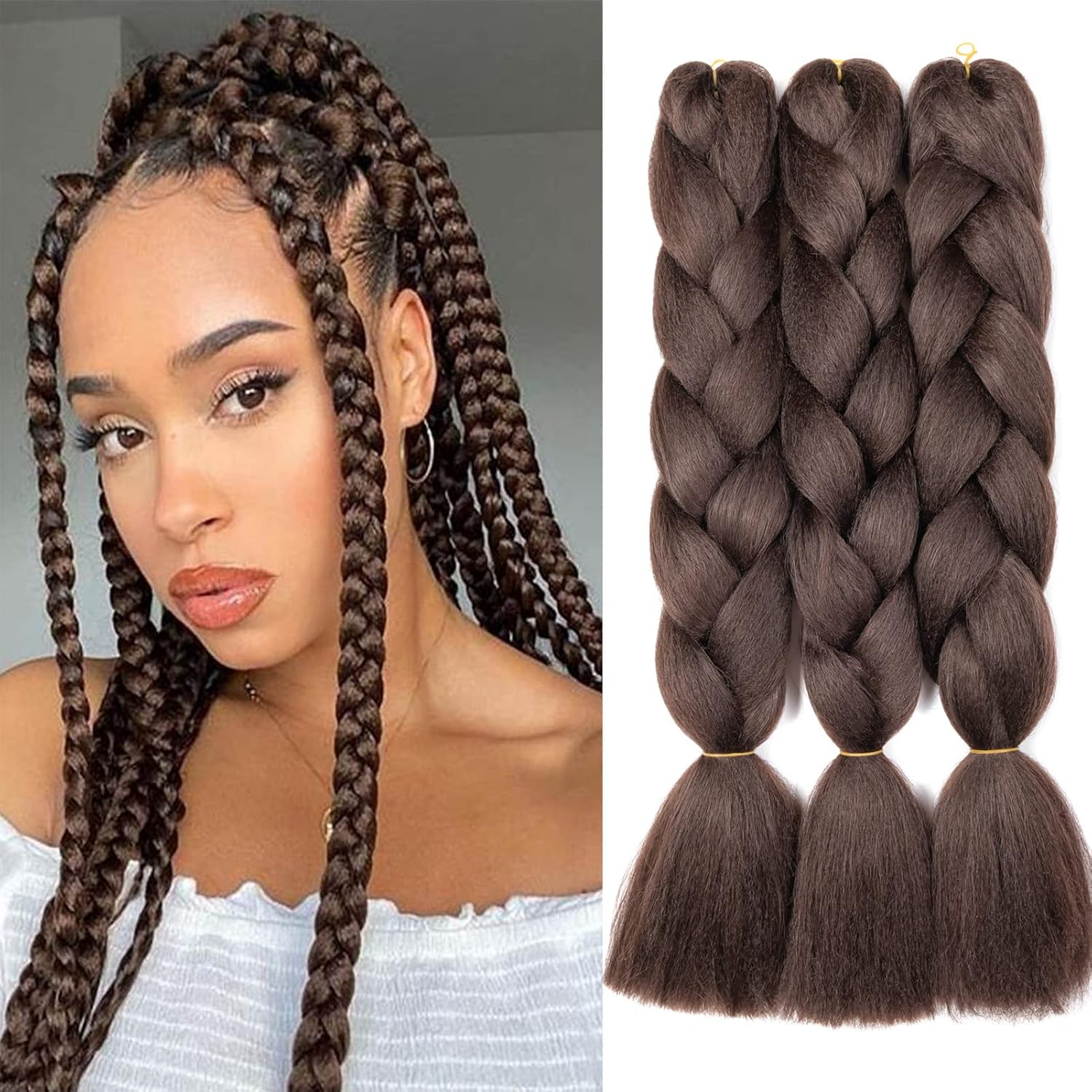 24" Meches pour Tresses Africaine Braids Meches Tresse Cheveux Rajout Cheveux Tressage 1 Paquet Crochet Braids Extension de Cheveux Afro pour Tresse Ombre Synthétiques (Rose)